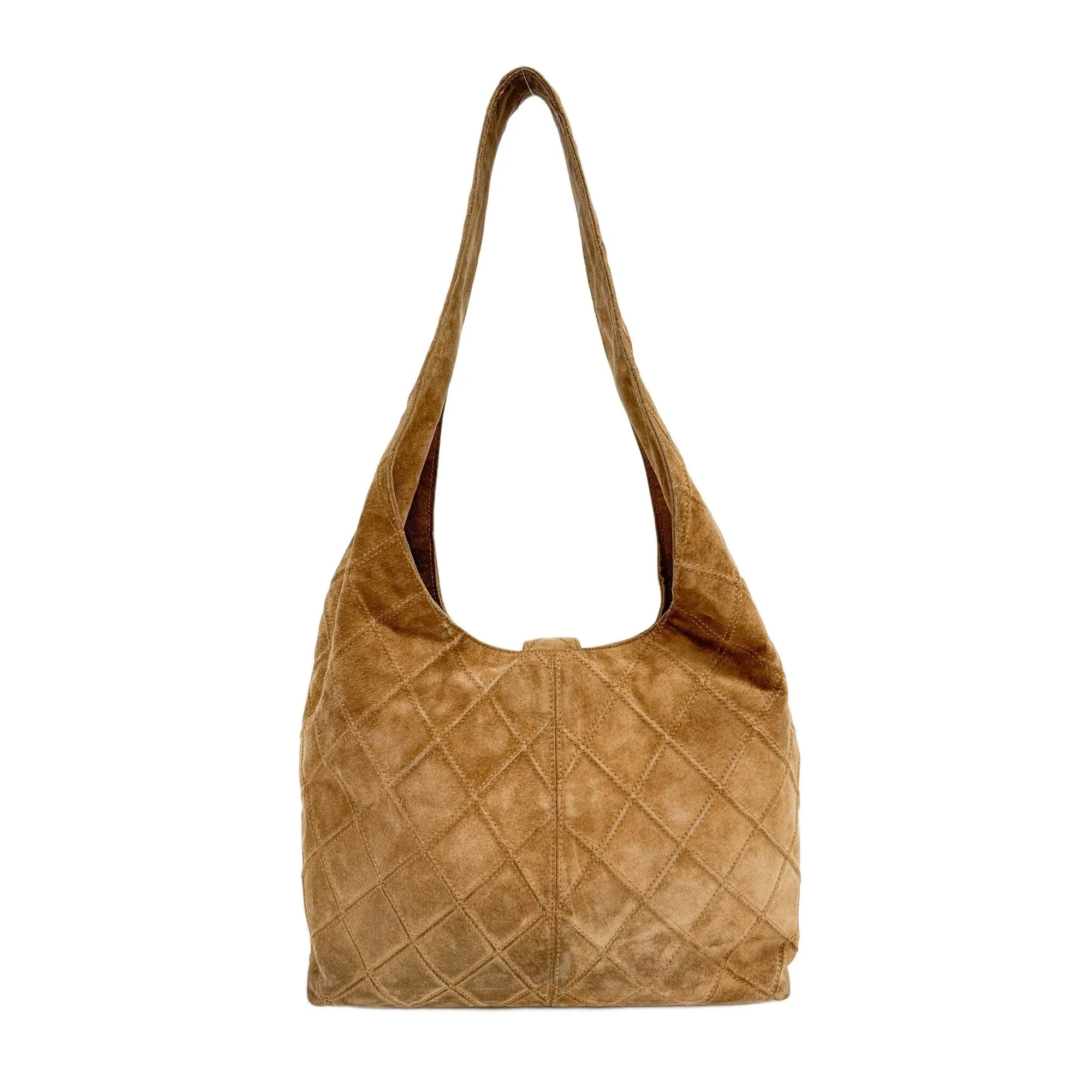 2000-2002 Brown Quilted Suede Hobo Shoulder Bag - Image 2