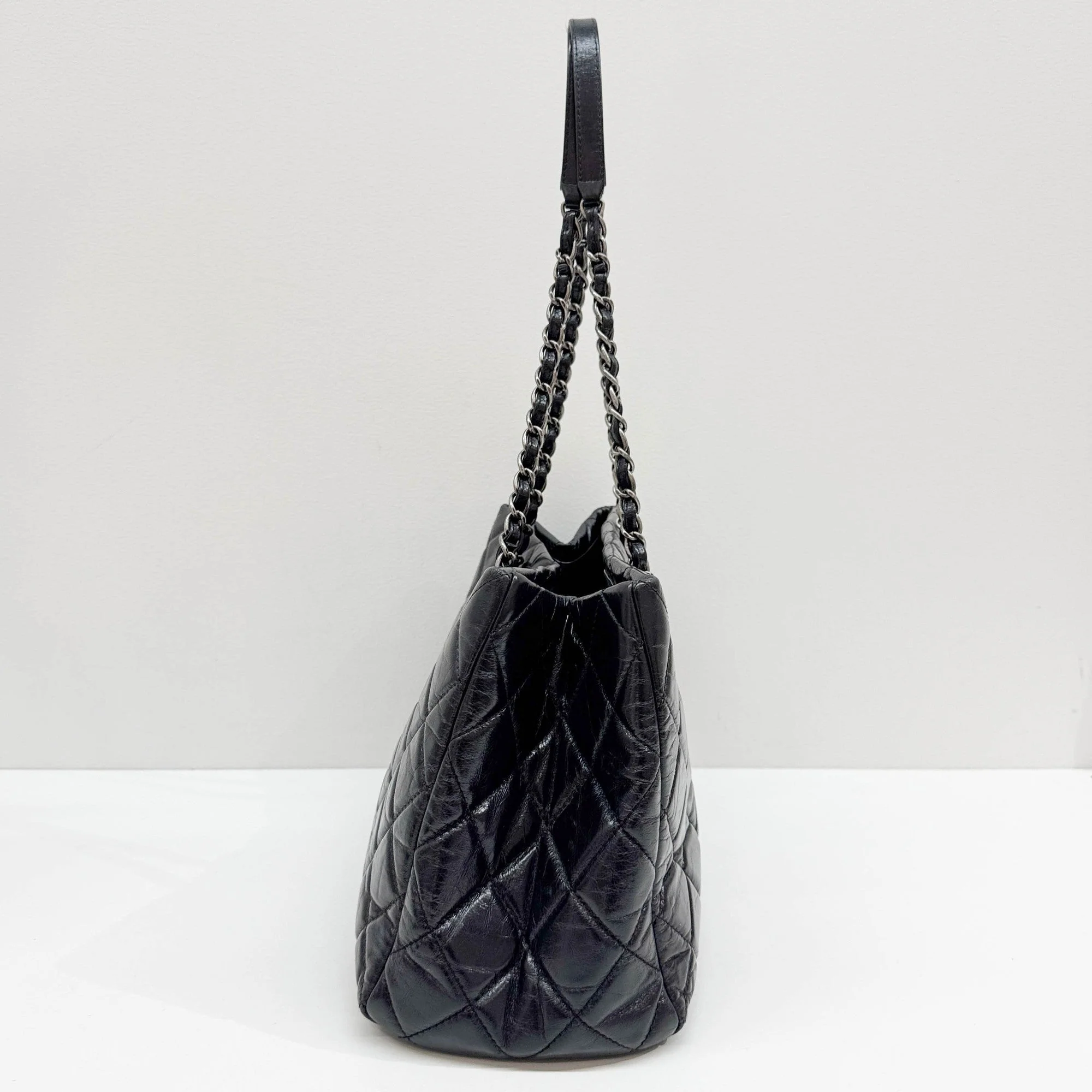 2014-2015 Matelasse Black Leather Shoulder Tote Bag - Image 5