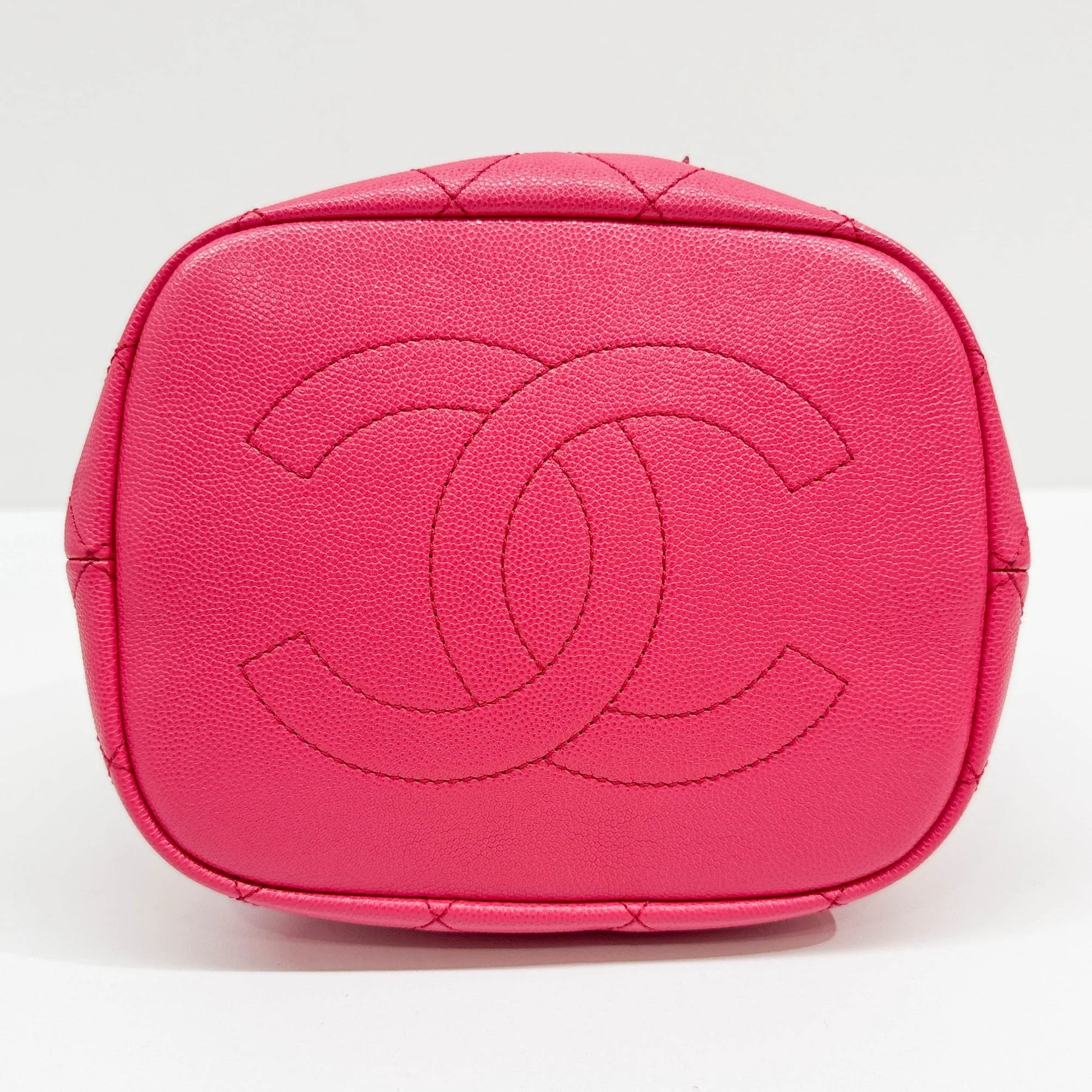 2020 Hot Pink Caviar Quilted Leather Bucket Bag - Image 9