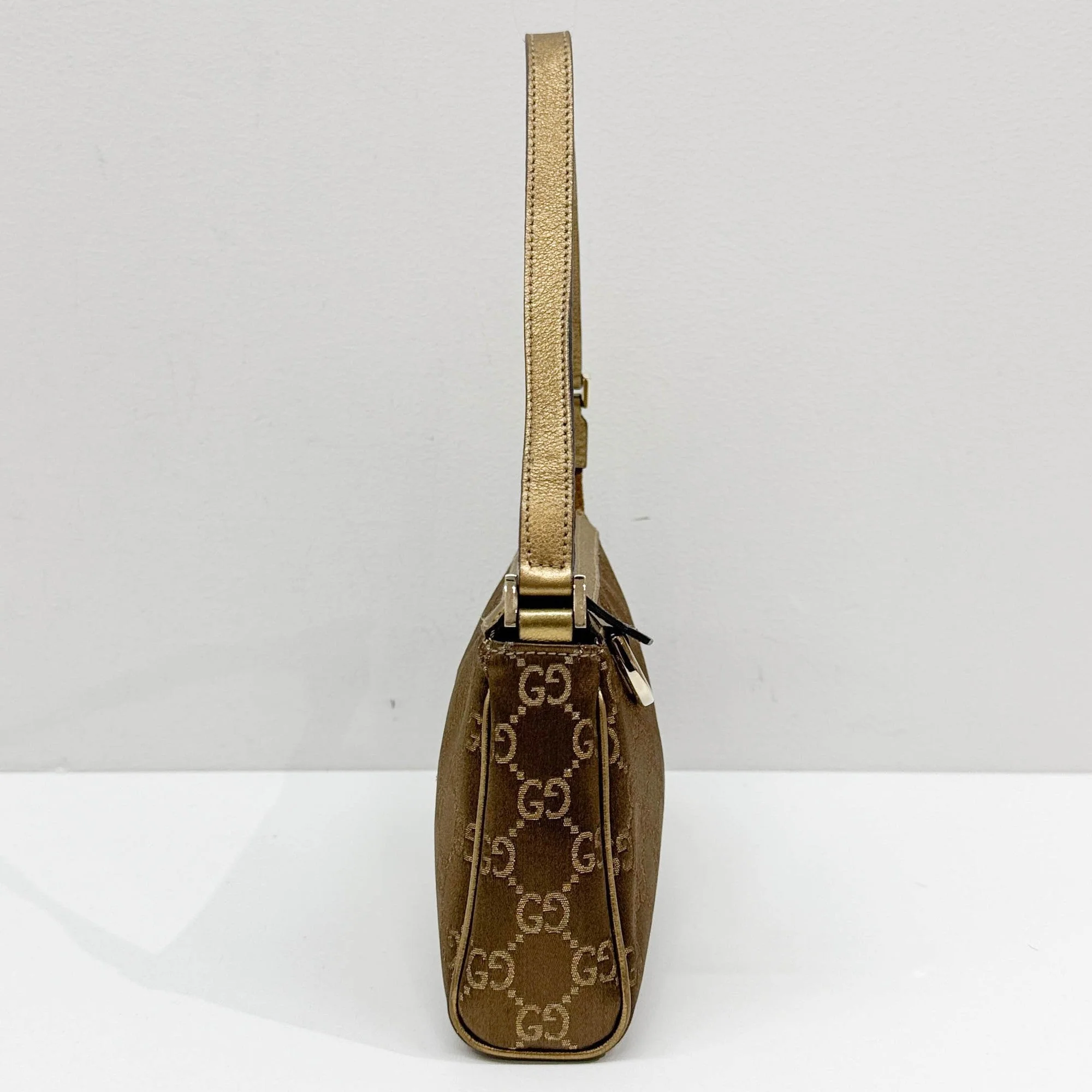 Abbey Brown GG Satin Shoulder Bag - Image 5