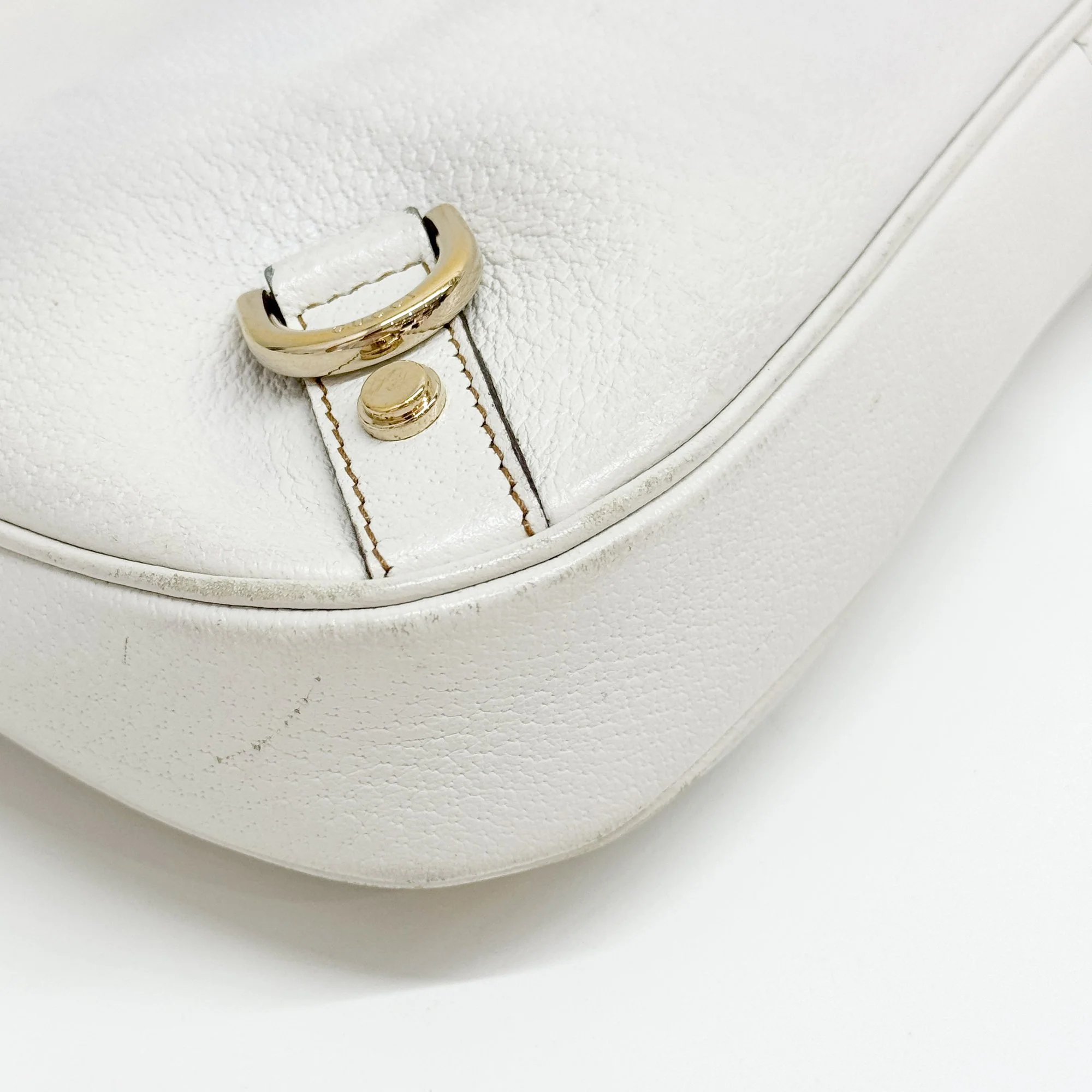 Abbey D-Ring GG White Leather Hobo Bag - Image 8