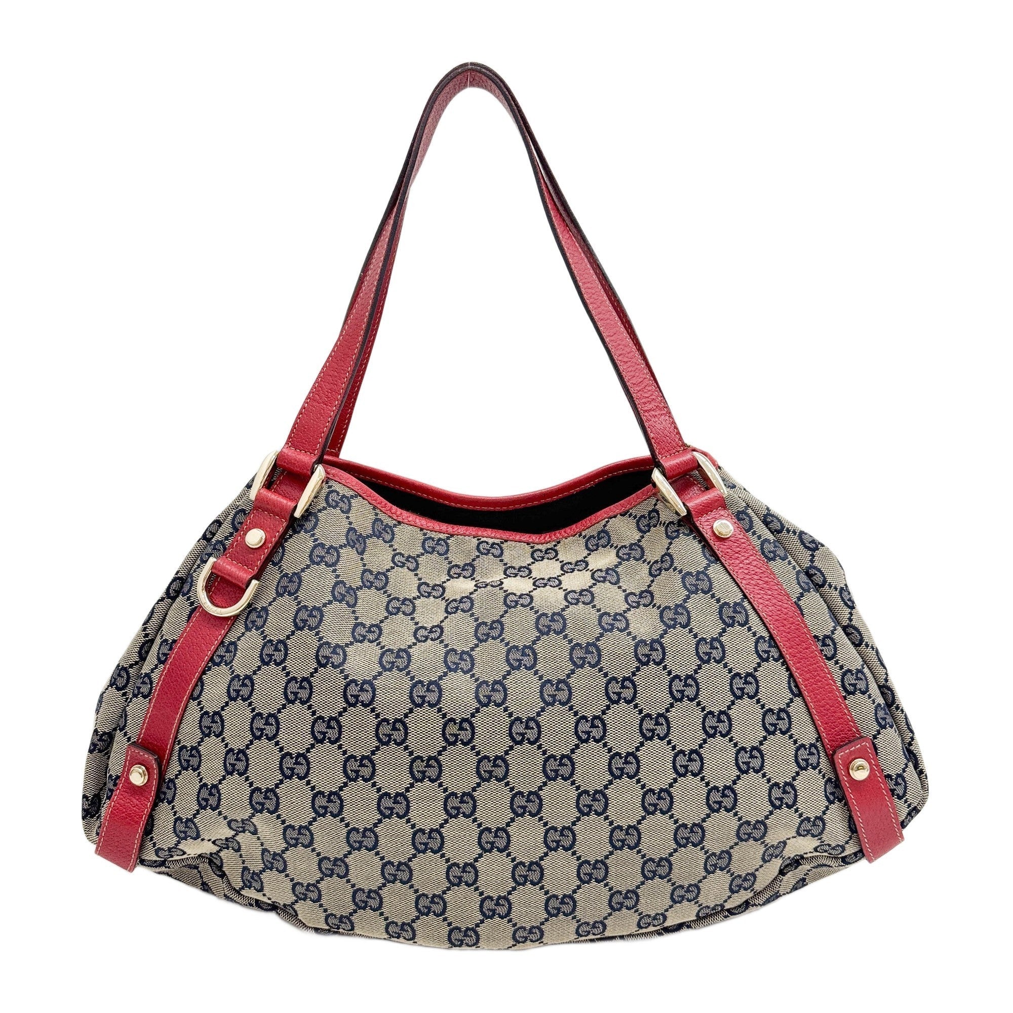 Abbey Red Trim Brown GG Canvas Shoulder Bag