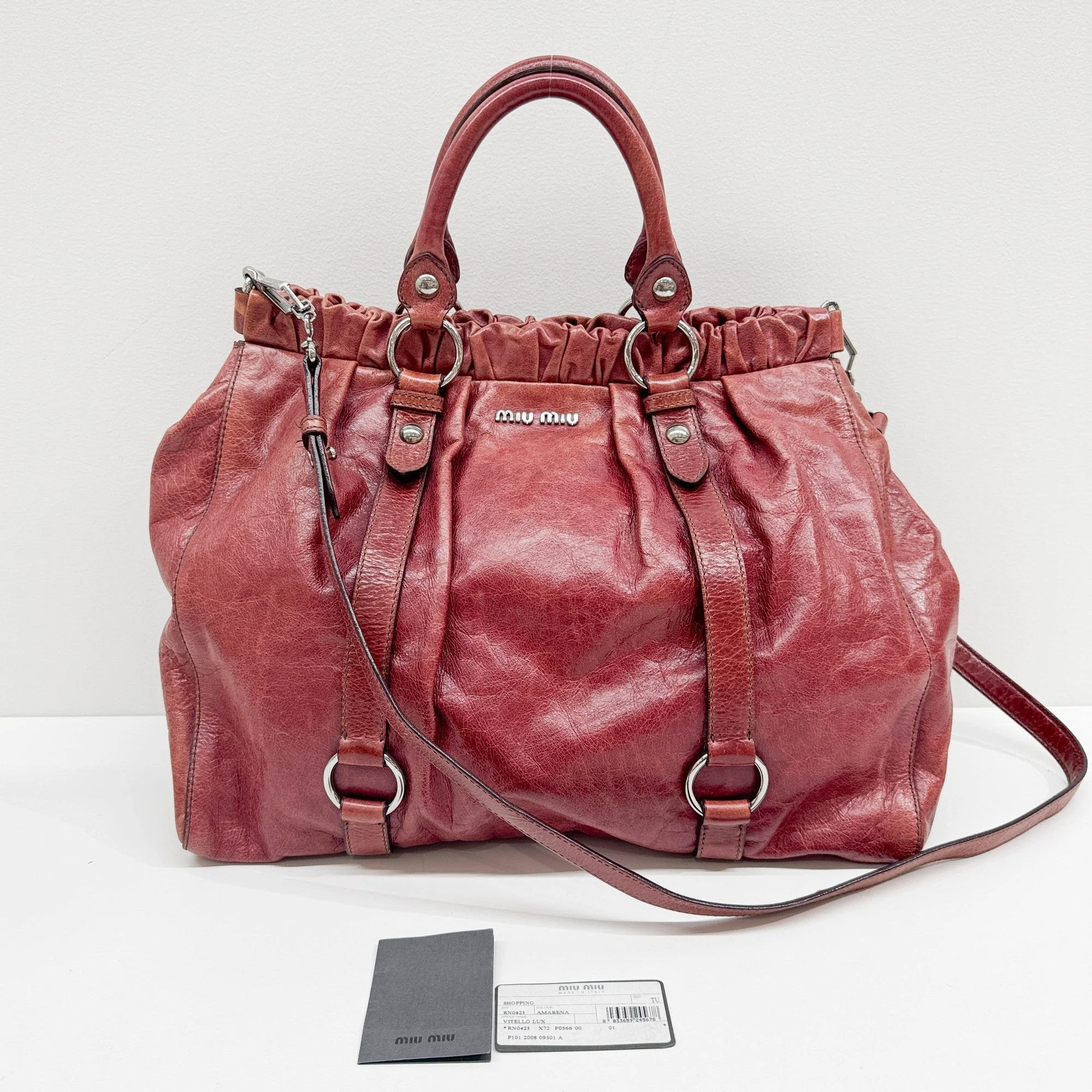 Amarena Red Leather Two Way Tote Bag - Image 4
