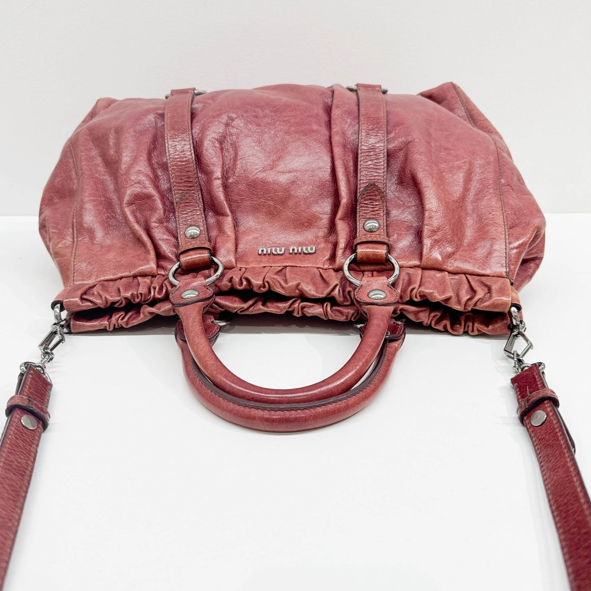 Amarena Red Leather Two Way Tote Bag - Image 7