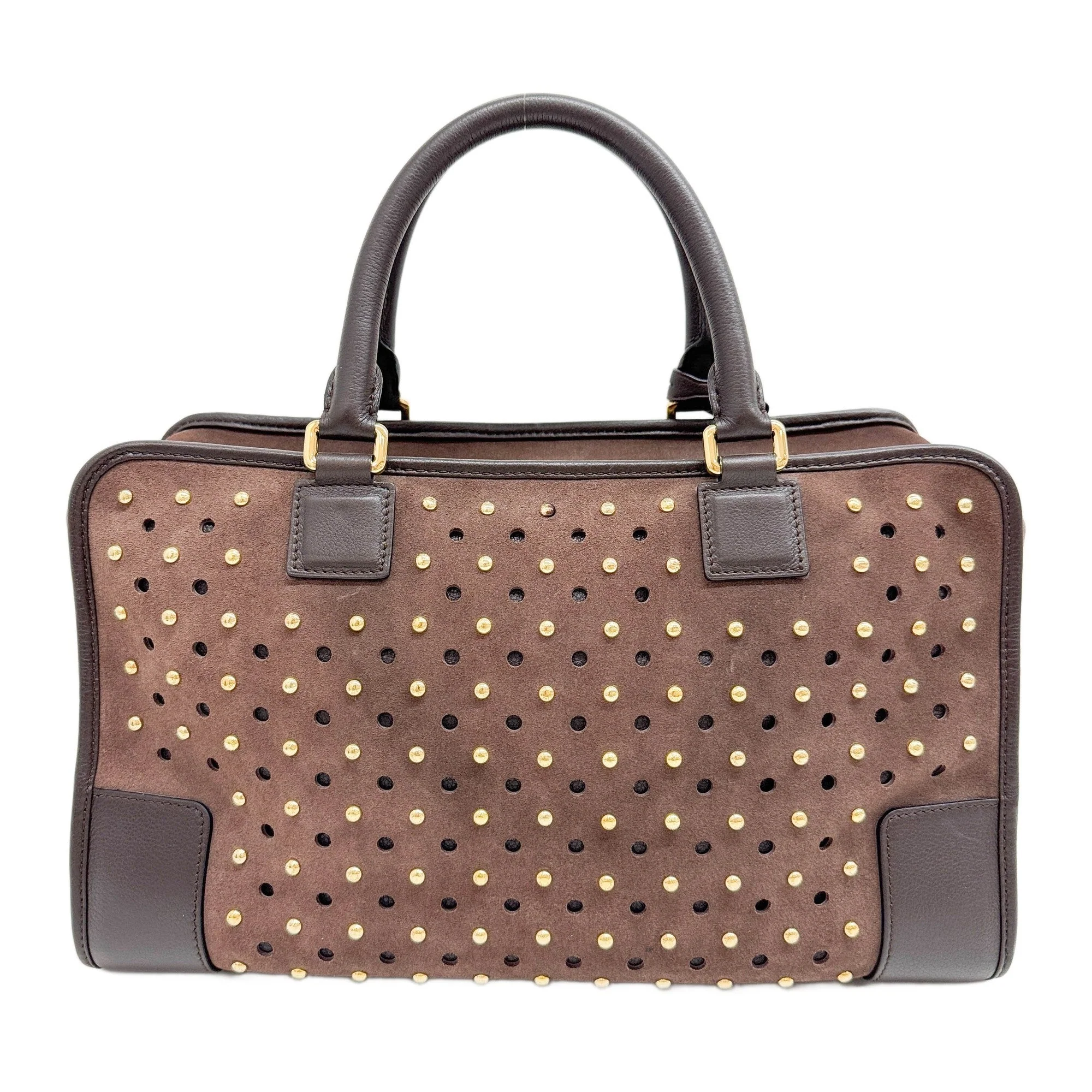 Amazona Studded Brown Suede Hand Bag - Image 2