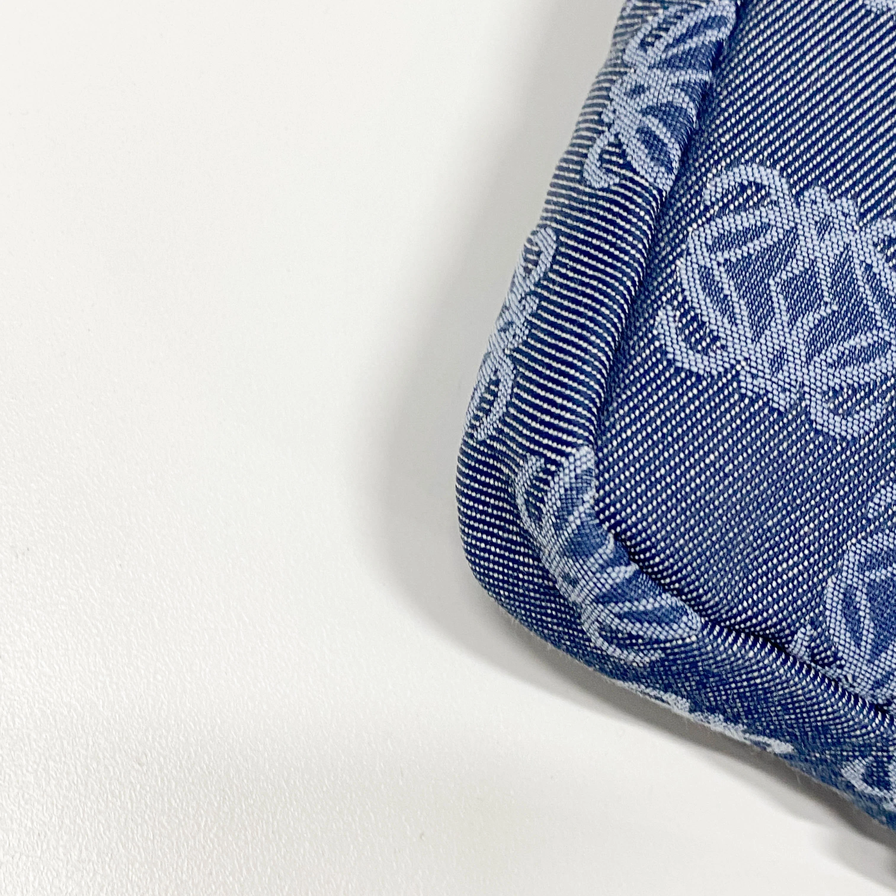 Anagram Blue Canvas Accessory Pouch Shoulder Bag - Image 12
