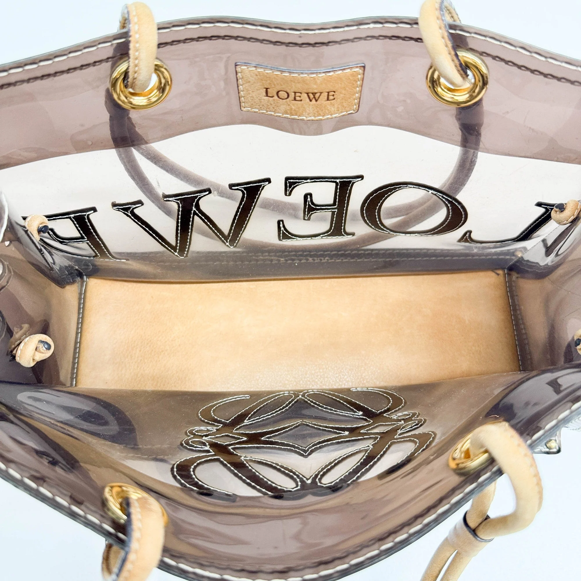 Anagram Logo Translucent Brown Vinyl Shoulder Bag - Image 13