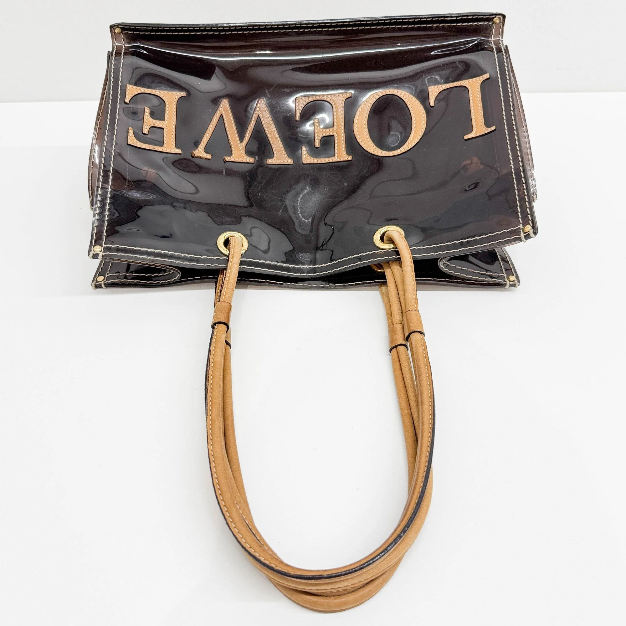 Anagram Logo Translucent Brown Vinyl Shoulder Bag - Image 6