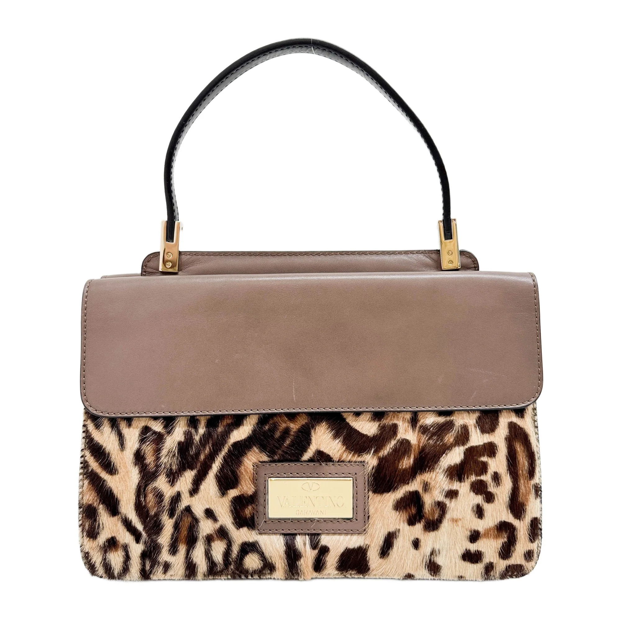 Aphrodite Brown Leather and Leopard Print Pony Hair Hand Bag - Image 2