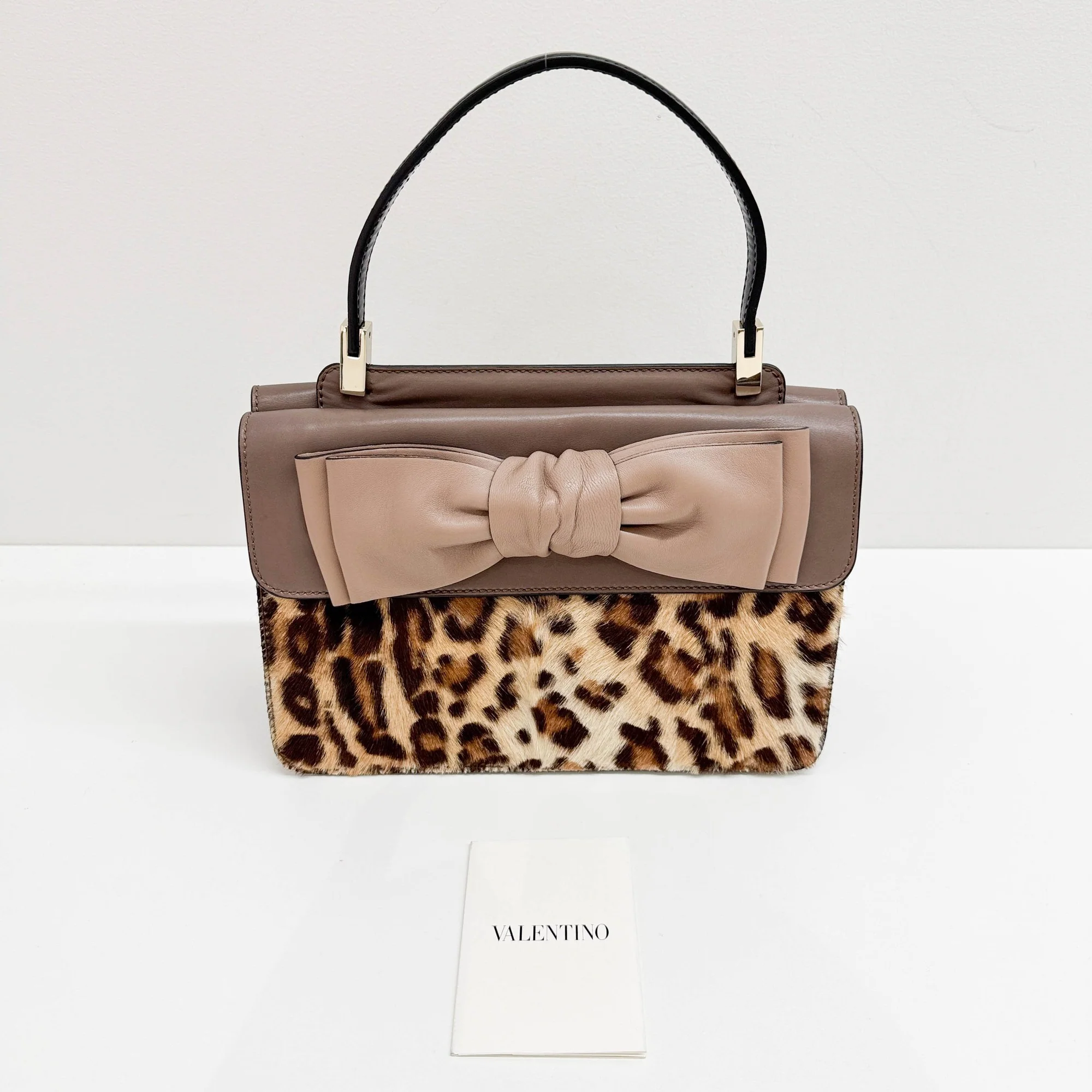 Aphrodite Brown Leather and Leopard Print Pony Hair Hand Bag - Image 4