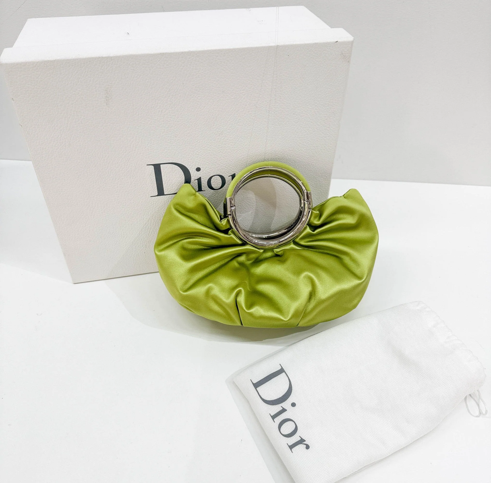 Babe Lime Satin Hand Bag - Image 4