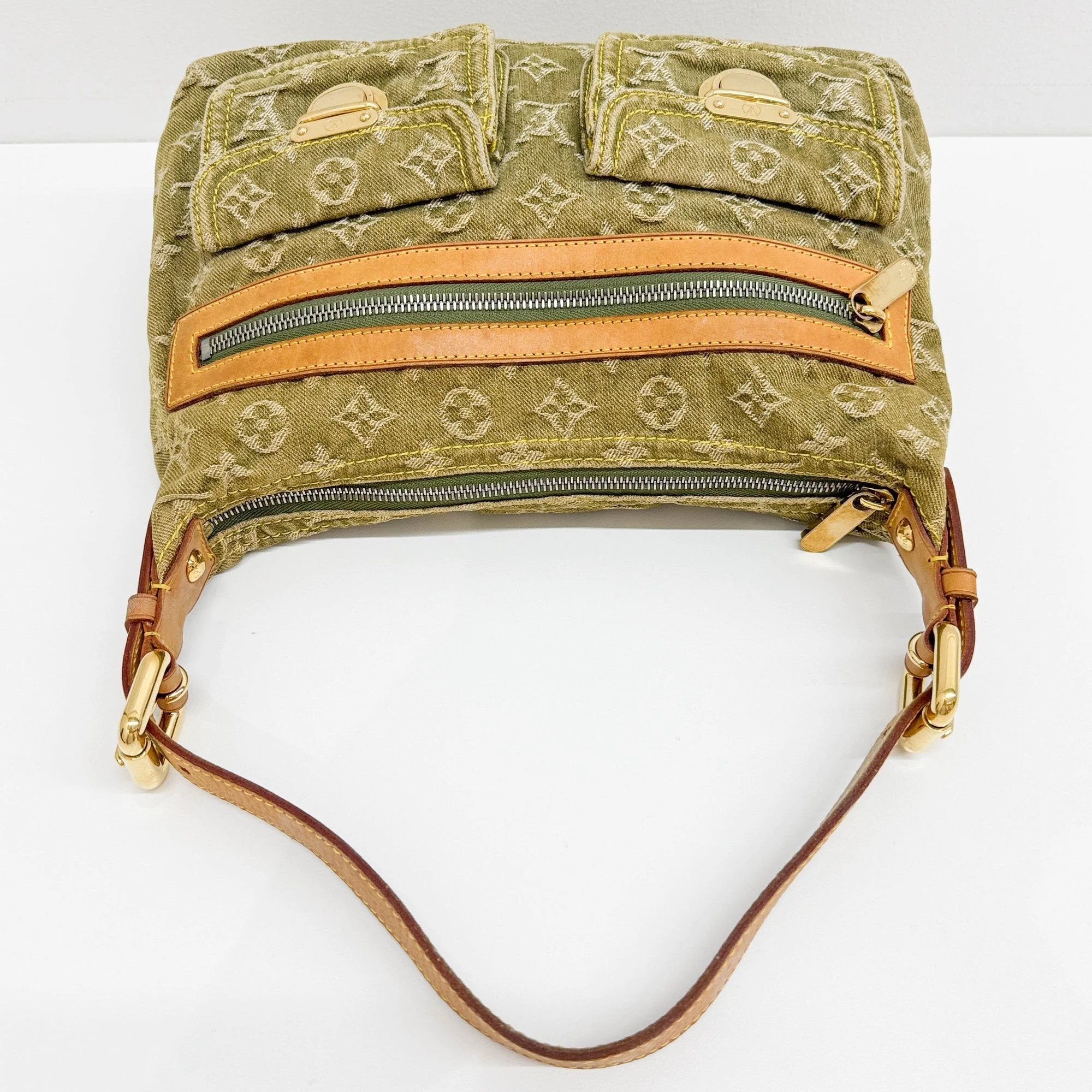 Baggy Monogram Green Denim Bag - Image 8