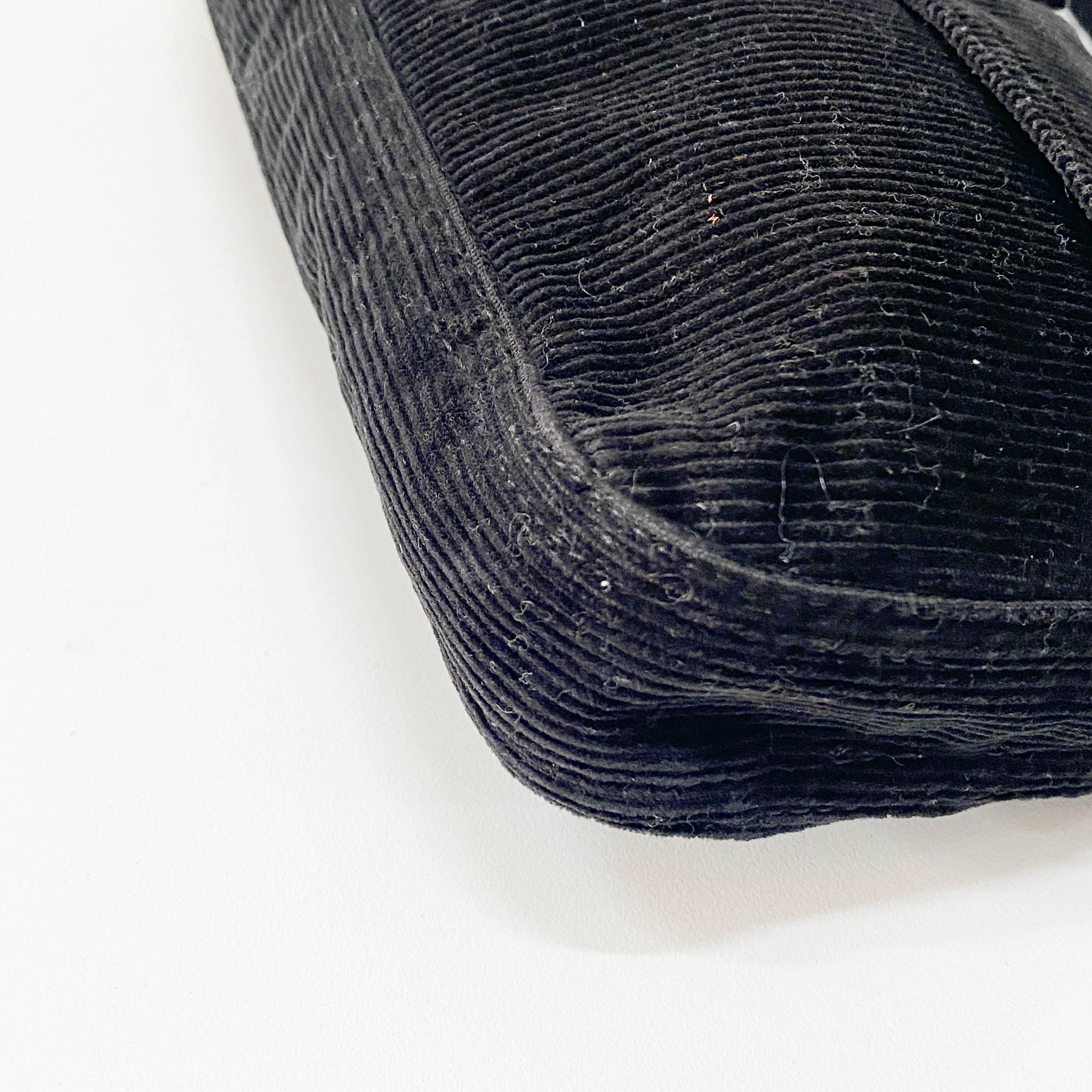 Baguette Black Corduroy Shoulder Bag - Image 10