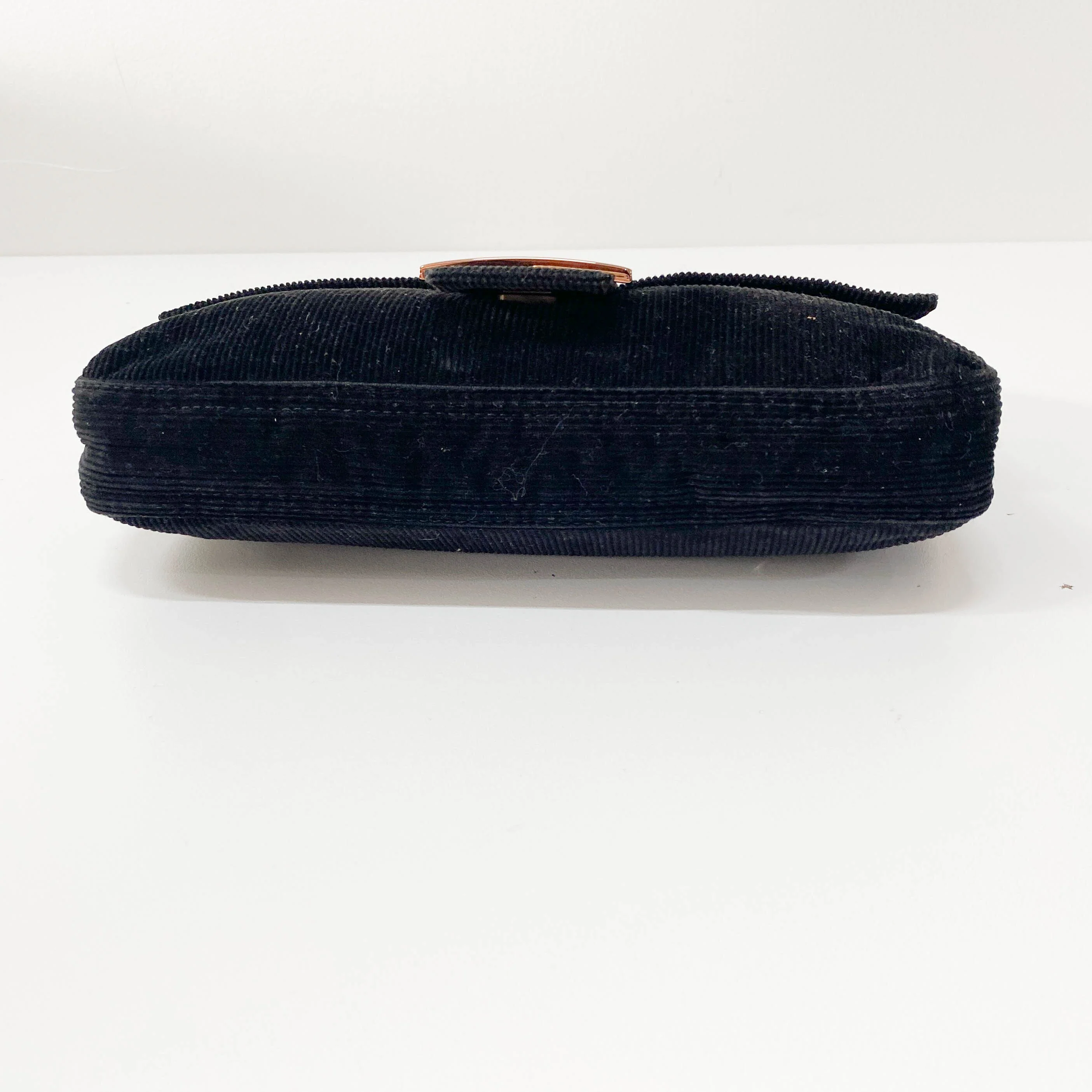 Baguette Black Corduroy Shoulder Bag - Image 6
