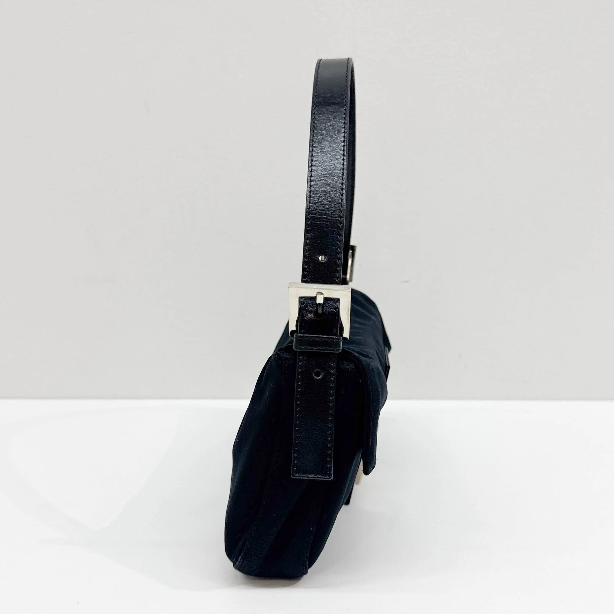 Baguette Black Neoprene Shoulder Bag - Image 6