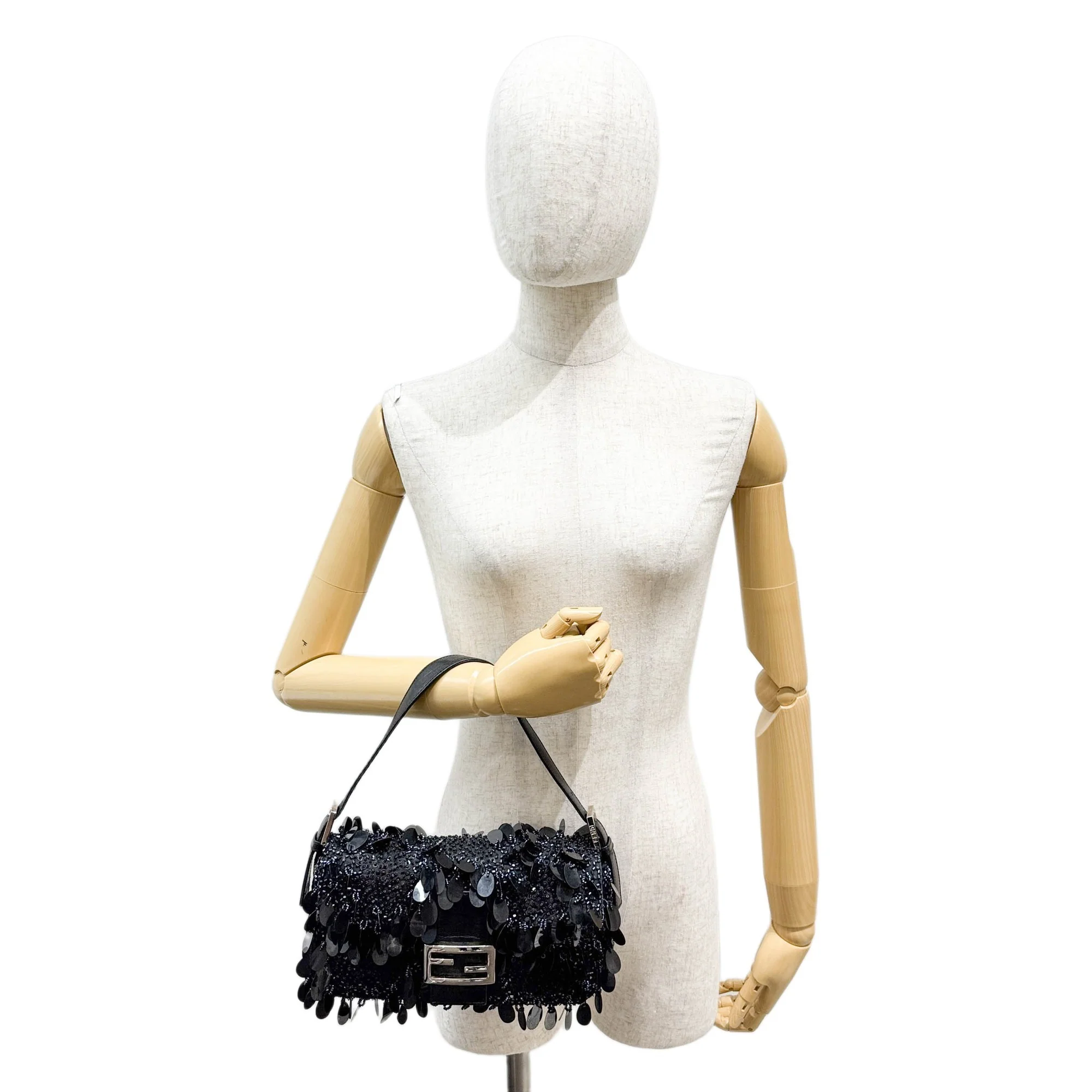 Baguette Black Sequin and Beads Embroidery Shoulder Bag - Image 3