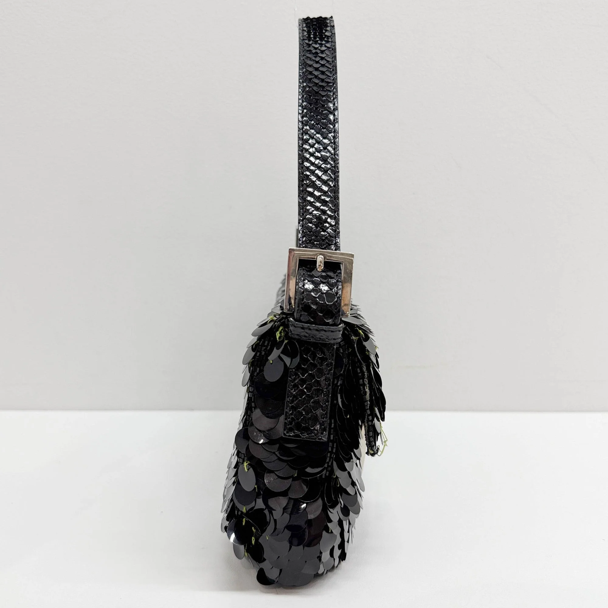 Baguette Black Sequin Shoulder Bag - Image 5