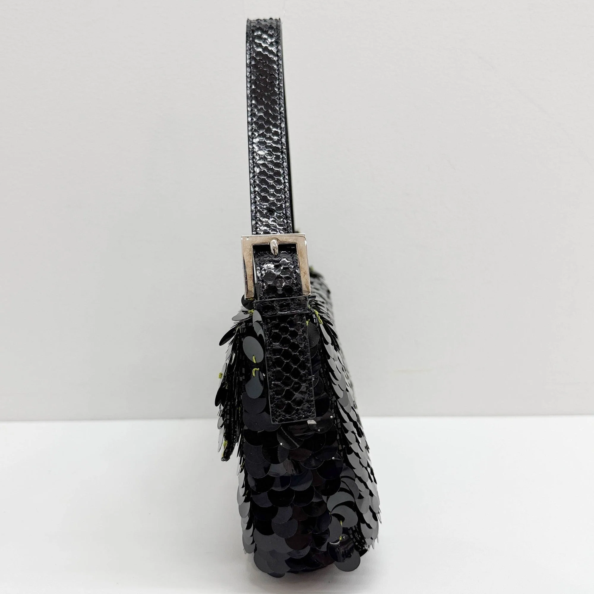 Baguette Black Sequin Shoulder Bag - Image 6