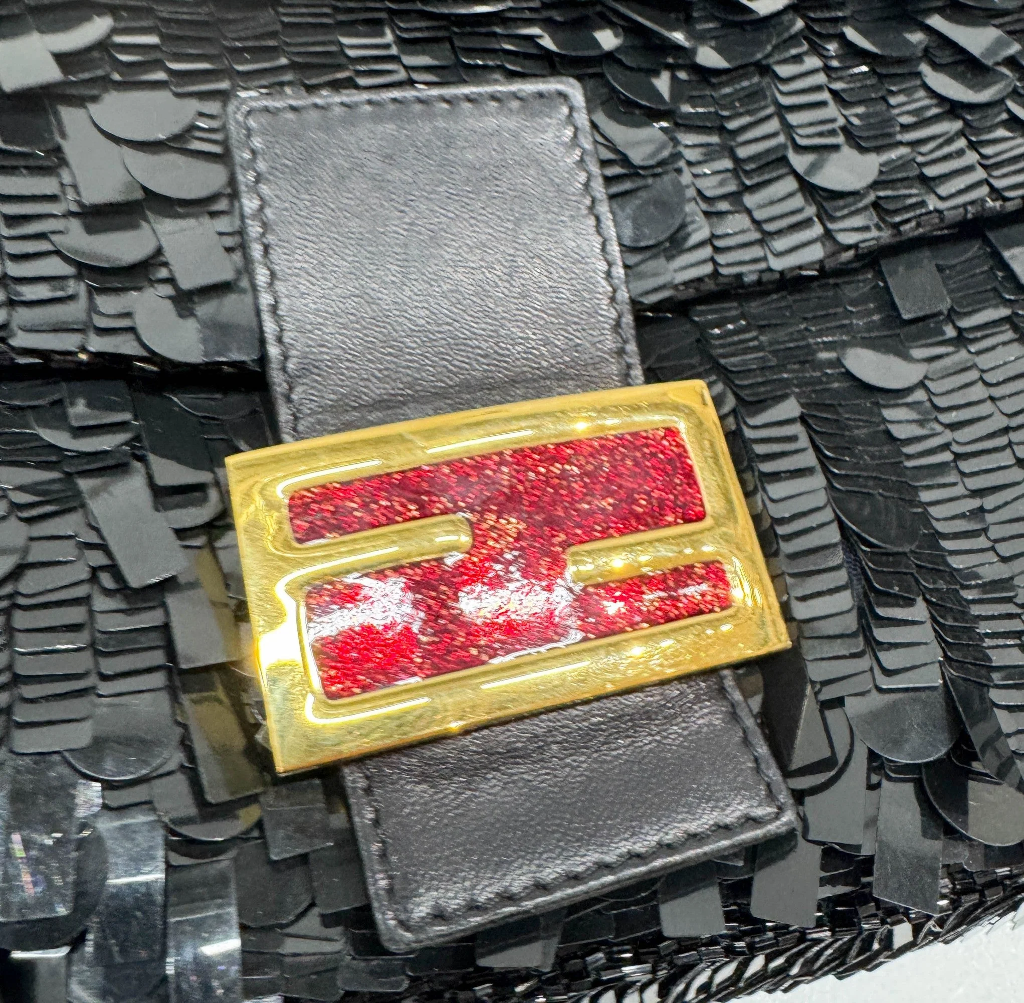 Baguette Black Sequin Shoulder Bag - Image 14