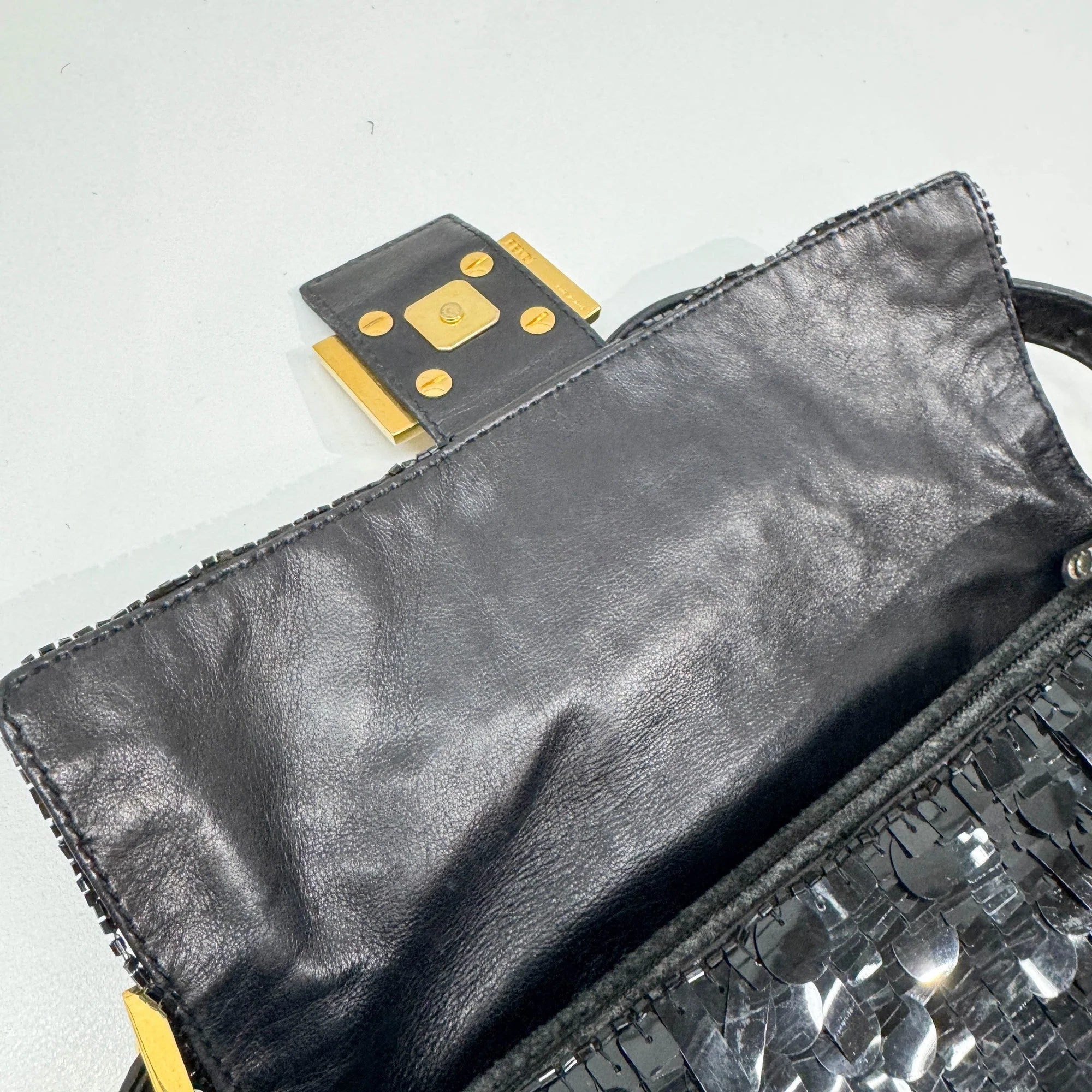 Baguette Black Sequin Shoulder Bag - Image 16