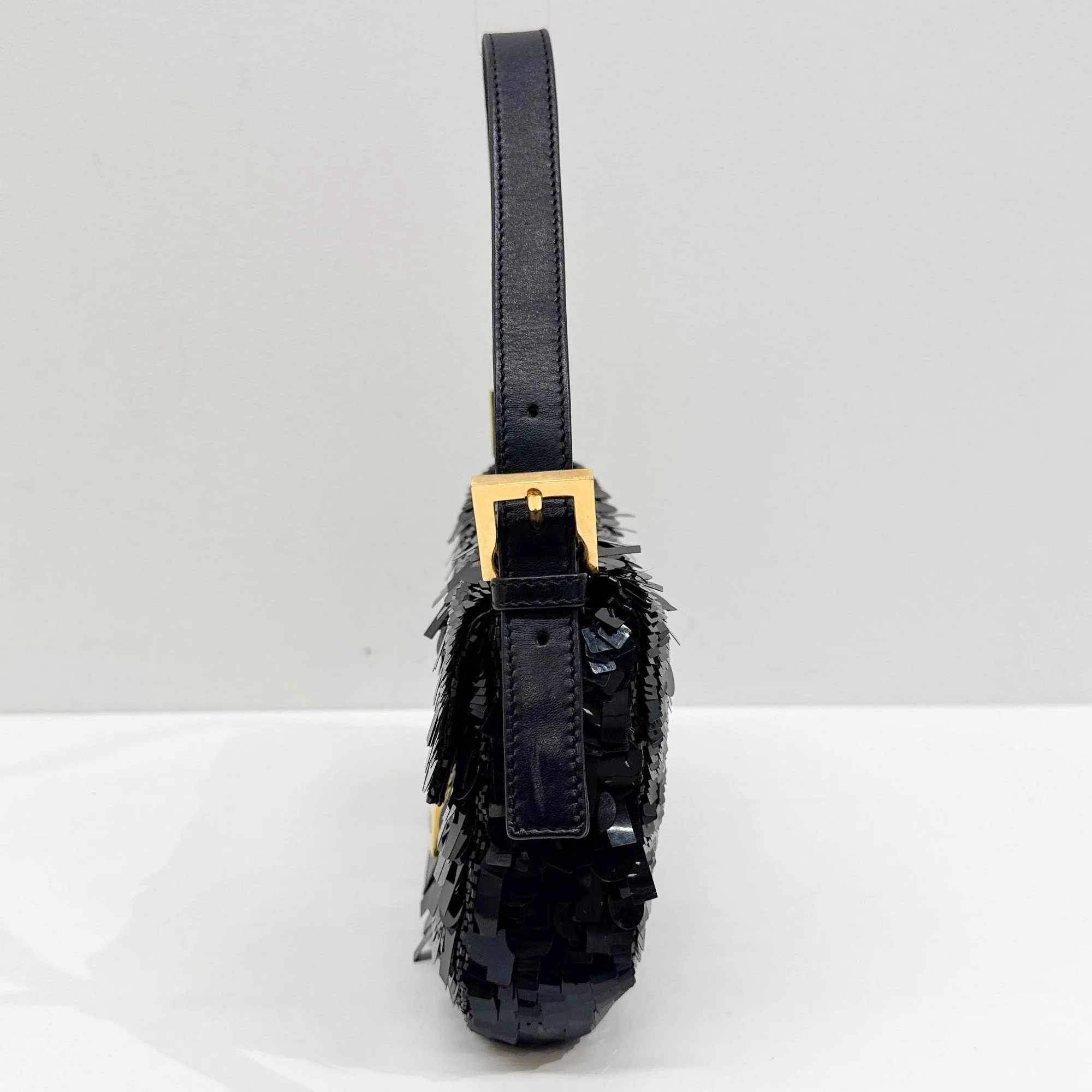 Baguette Black Sequin Shoulder Bag - Image 5