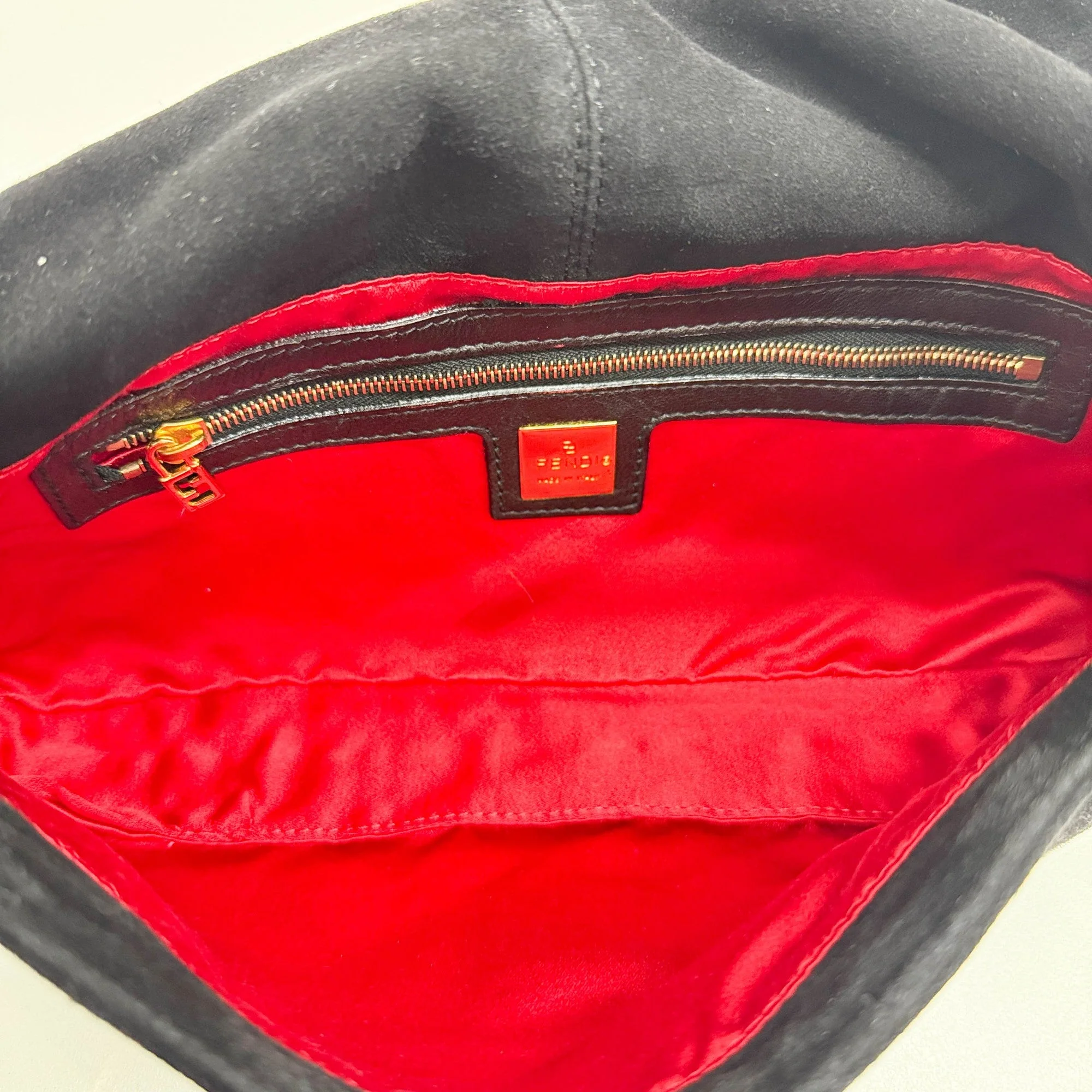 Baguette Black Suede Shoulder Bag - Image 15