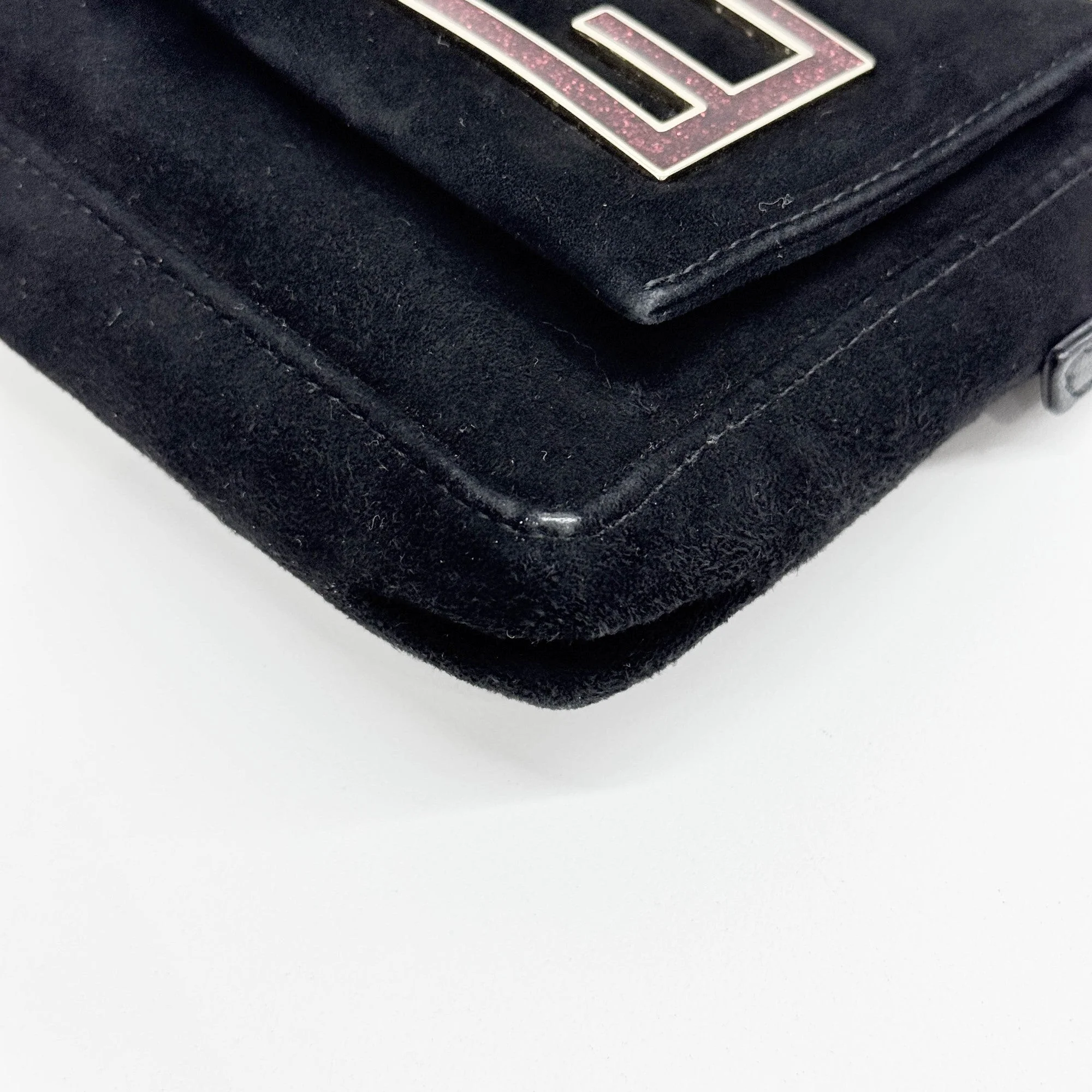 Baguette Black Suede Shoulder Bag - Image 10