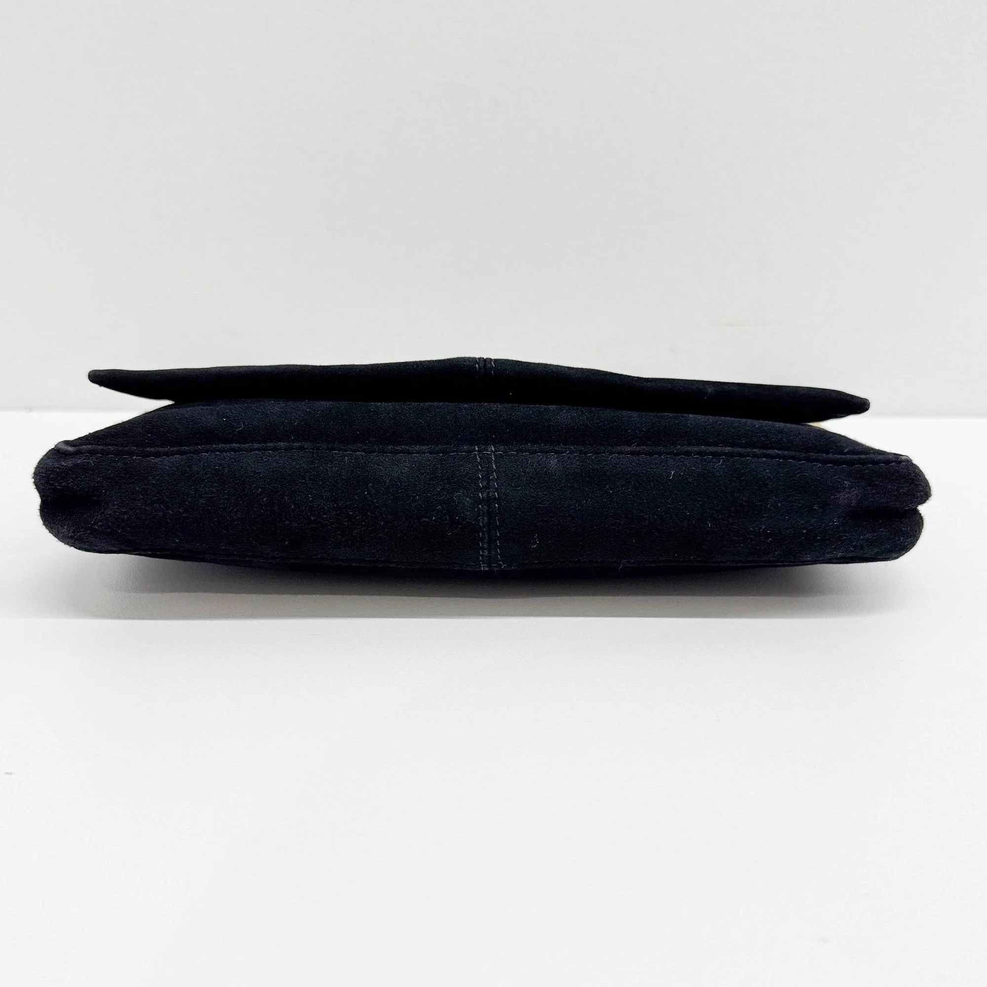 Baguette Black Suede Shoulder Bag - Image 8