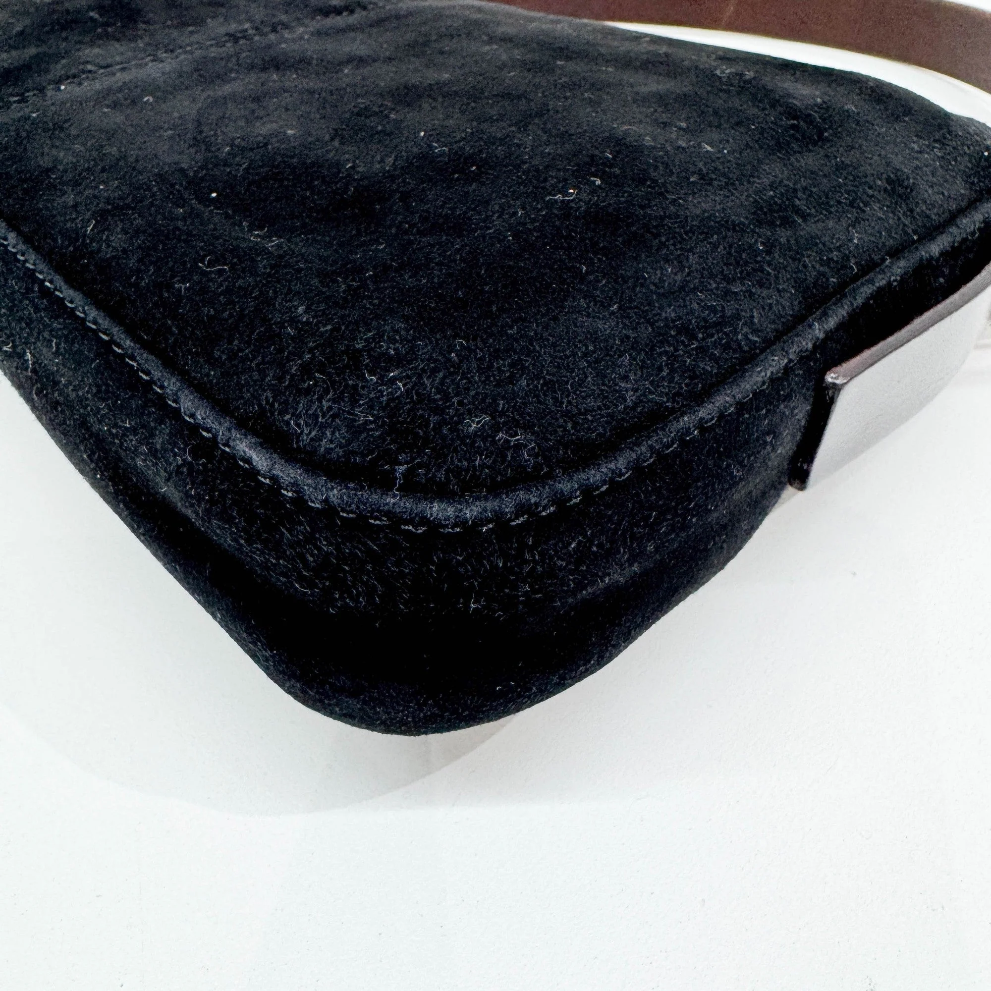 Baguette Black Suede Shoulder Bag - Image 11