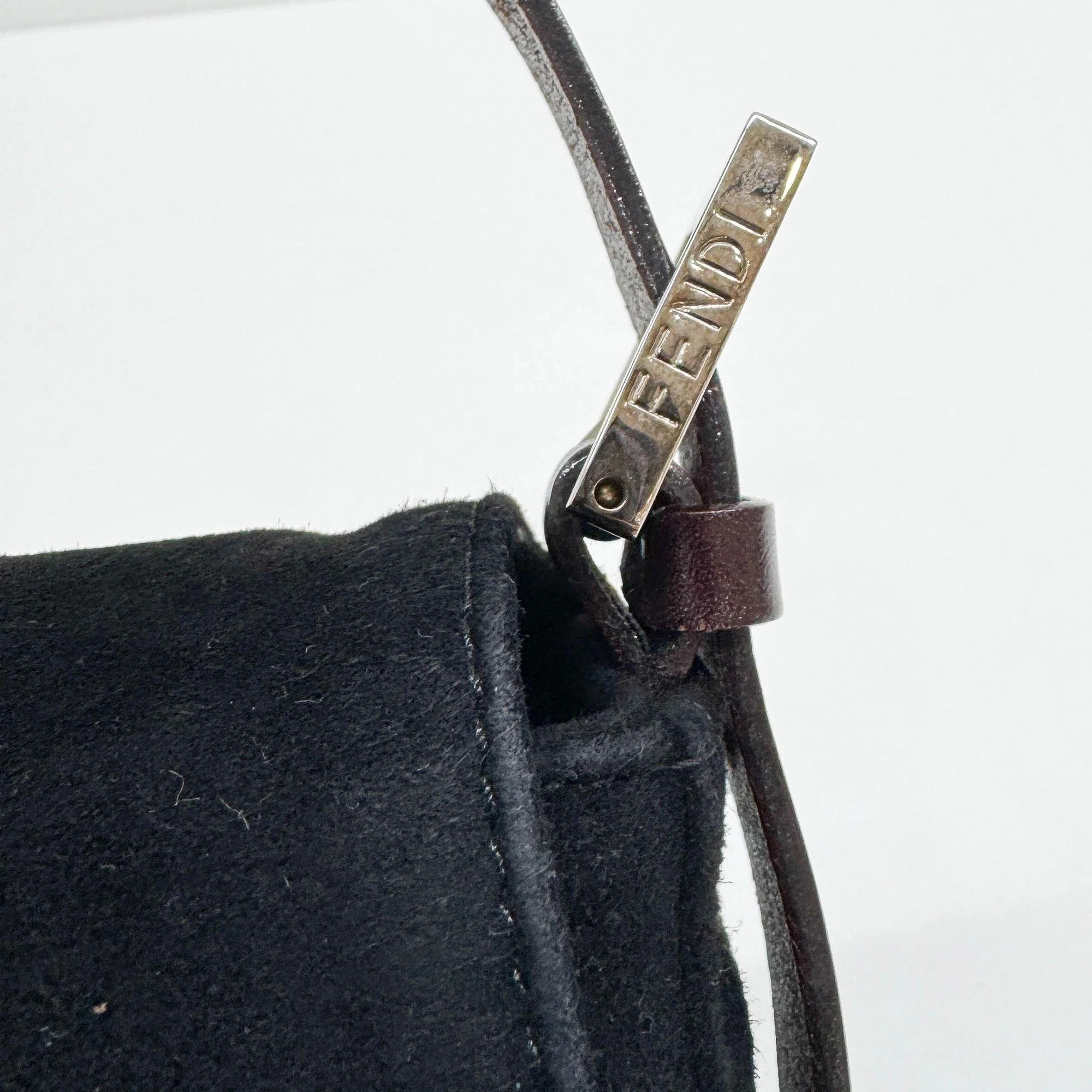Baguette Black Suede Shoulder Bag - Image 14