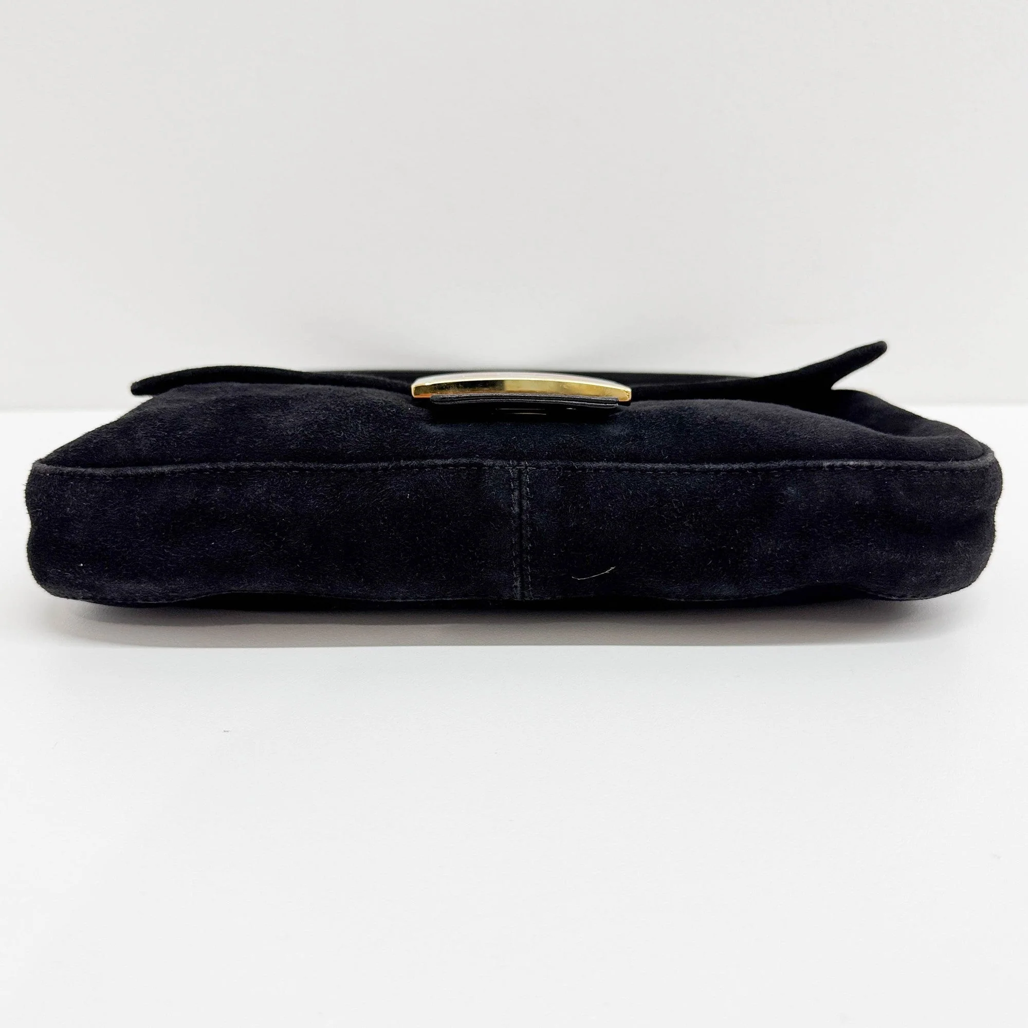 Baguette Black Suede Shoulder Bag - Image 7
