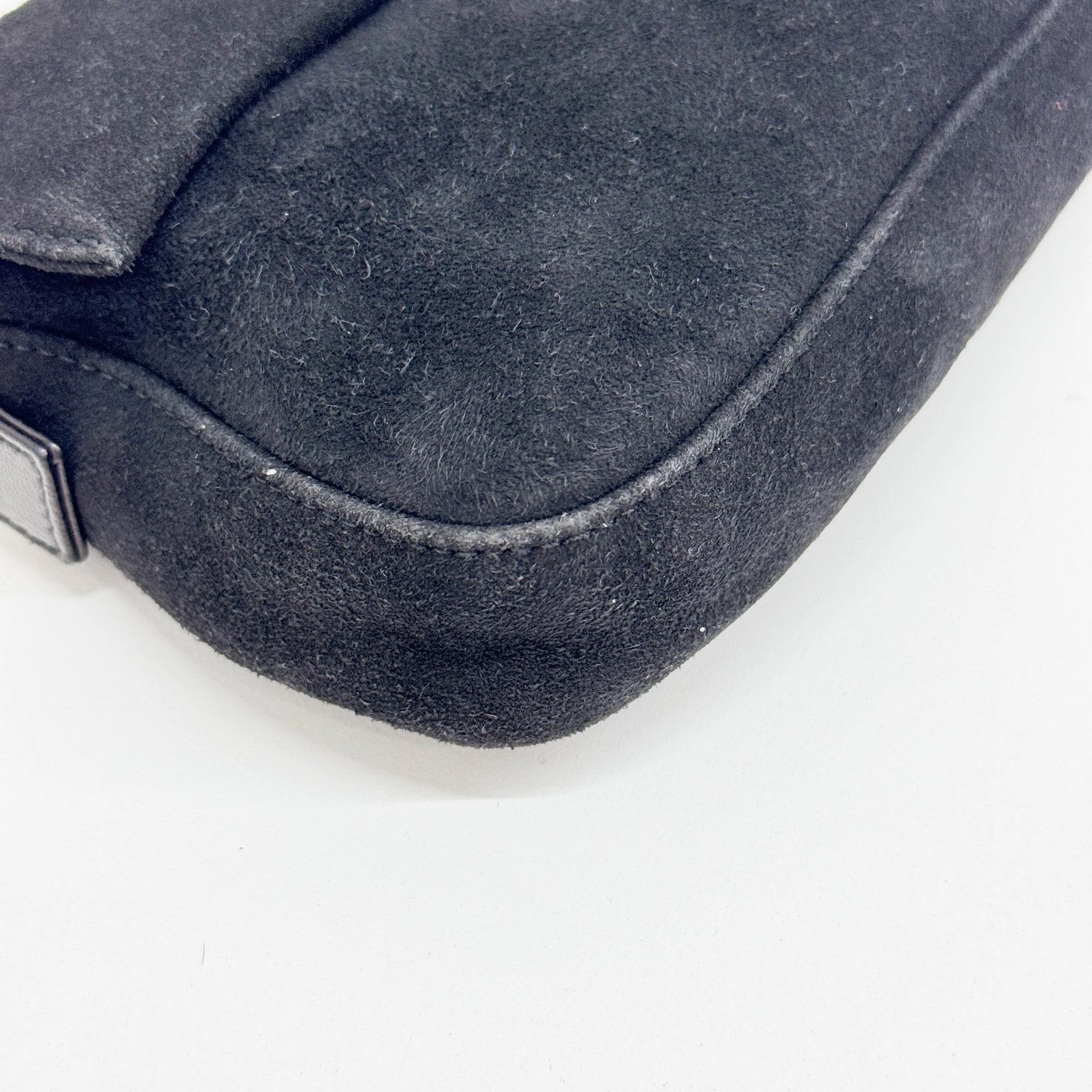 Baguette Black Suede Shoulder Bag - Image 8