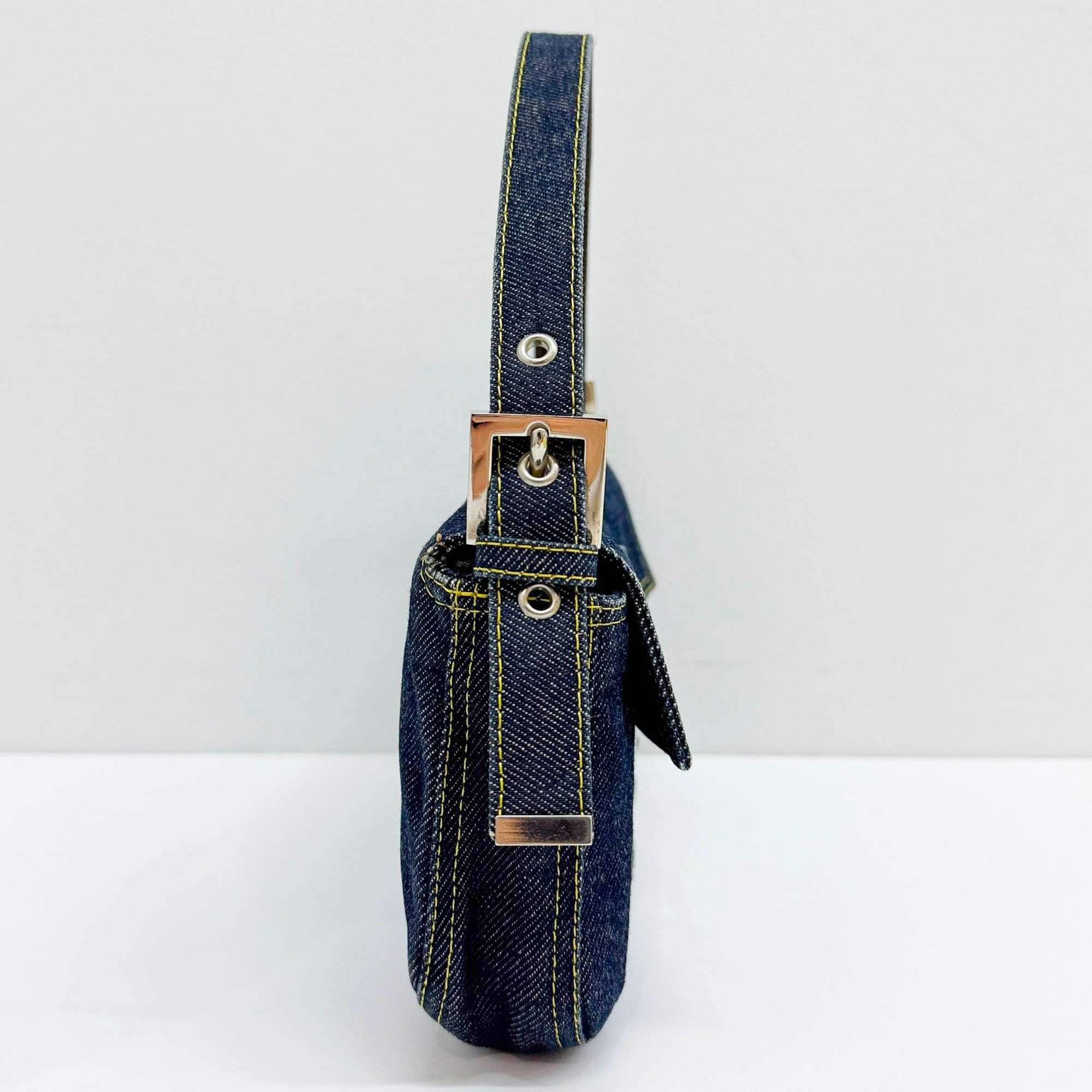 Baguette Blue Denim Shoulder Bag - Image 5