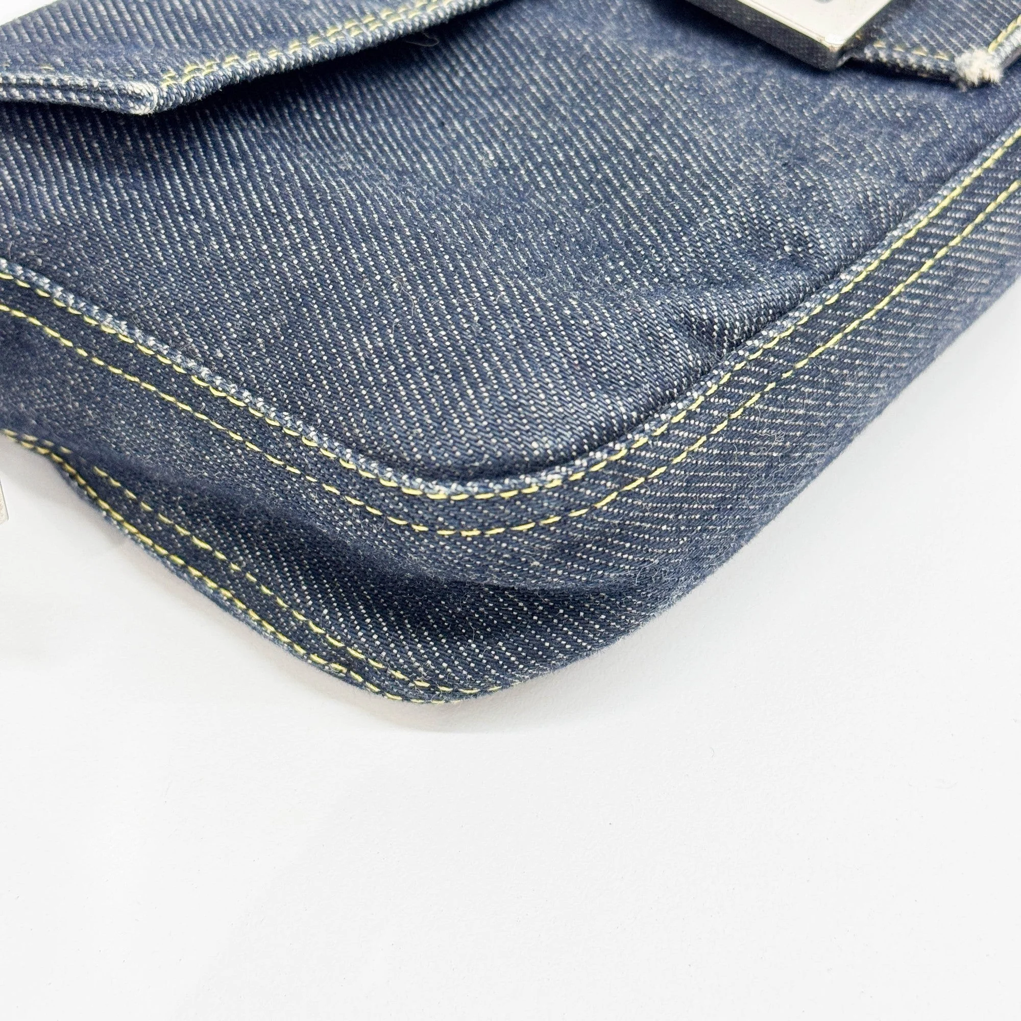 Baguette Blue Denim Shoulder Bag - Image 9