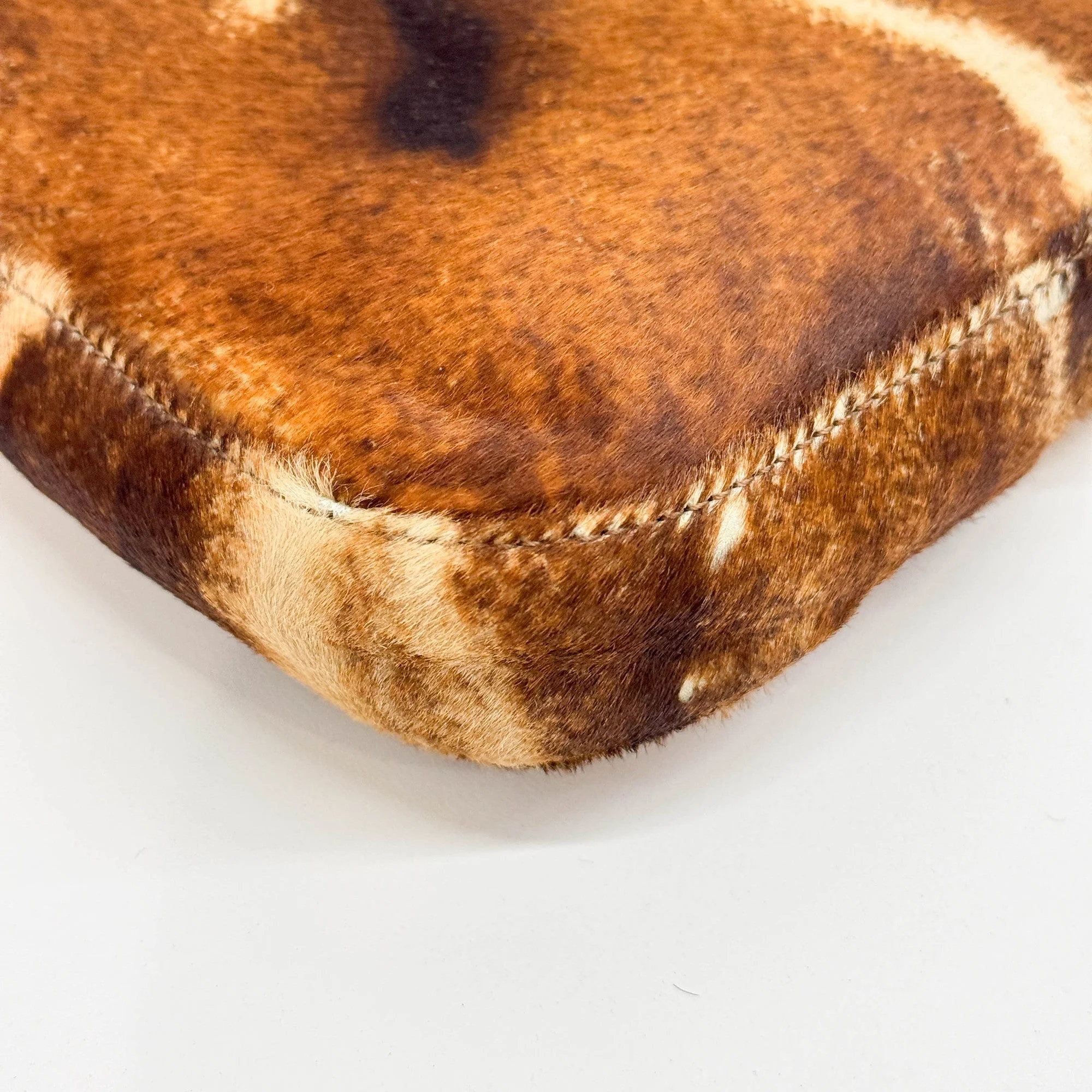 Baguette Brown Animal Print Pony Hair Shoulder Bag - Image 11