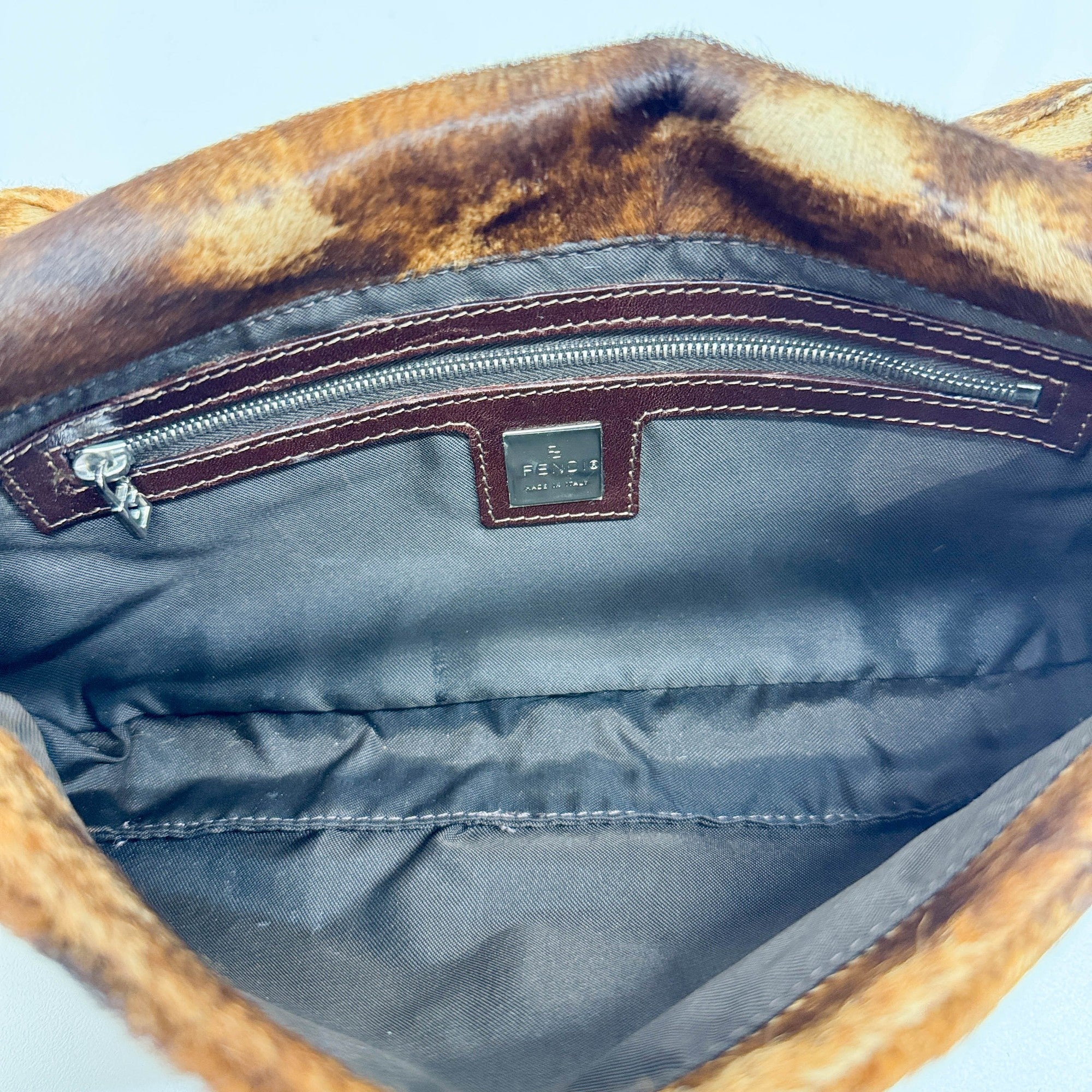Baguette Brown Animal Print Pony Hair Shoulder Bag - Image 14
