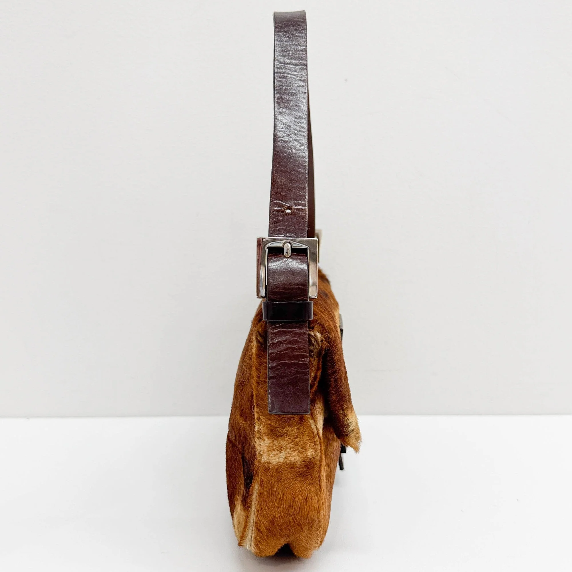 Baguette Brown Canvas Pony Hair Shoulder Bag - Image 5