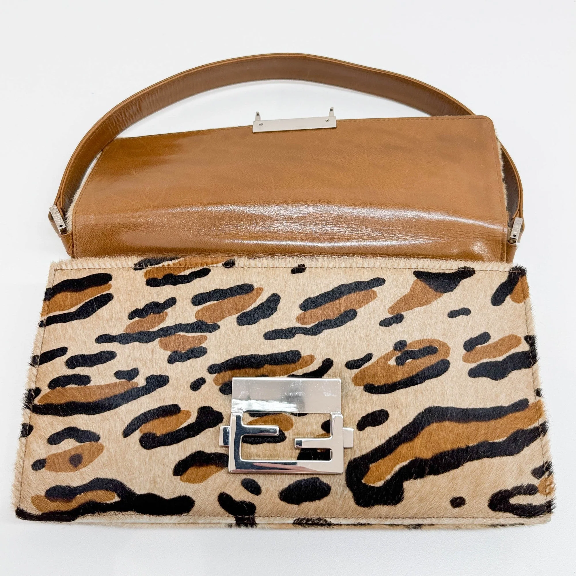 Baguette Brown Leopard Print Pony Hair Shoulder Bag - Image 13