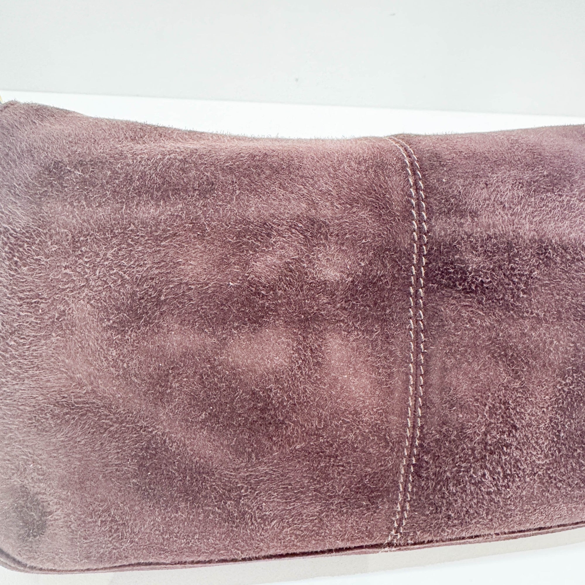 Baguette Brown Suede Shoulder Bag - Image 17