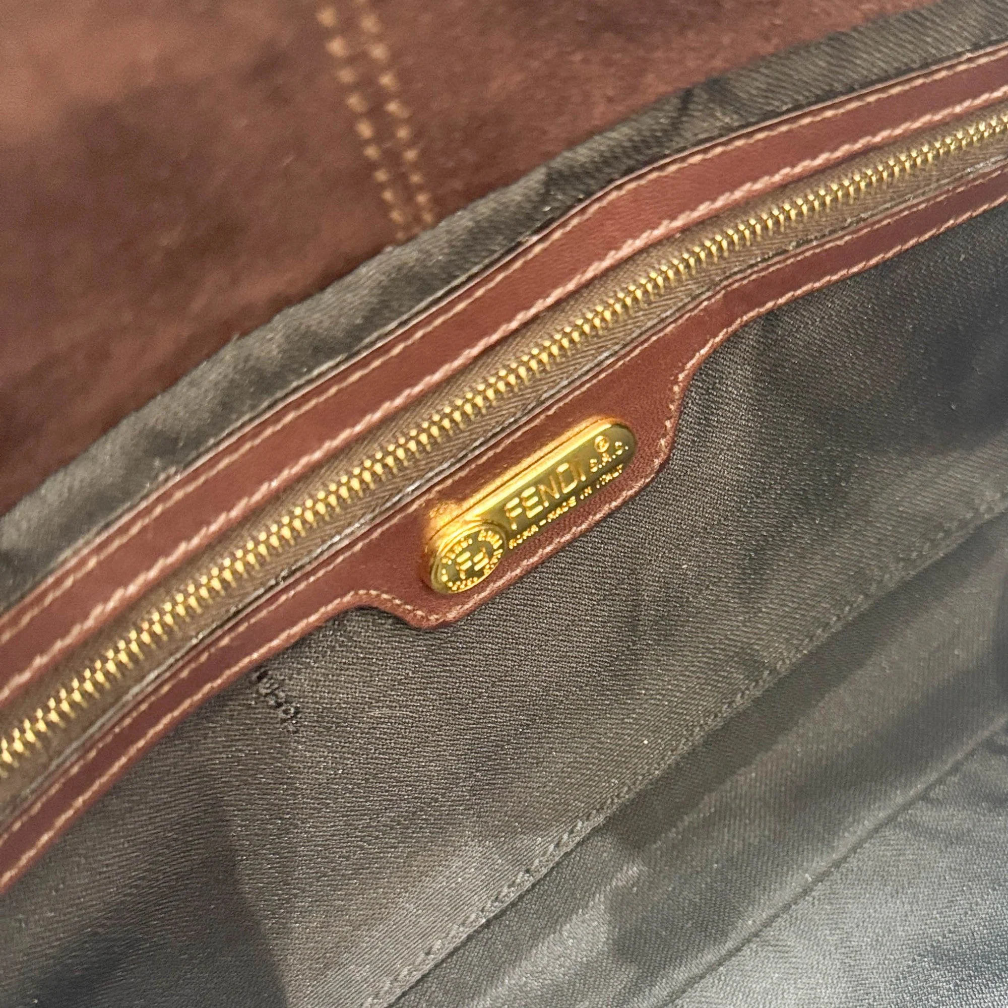 Baguette Brown Suede Shoulder Bag - Image 18
