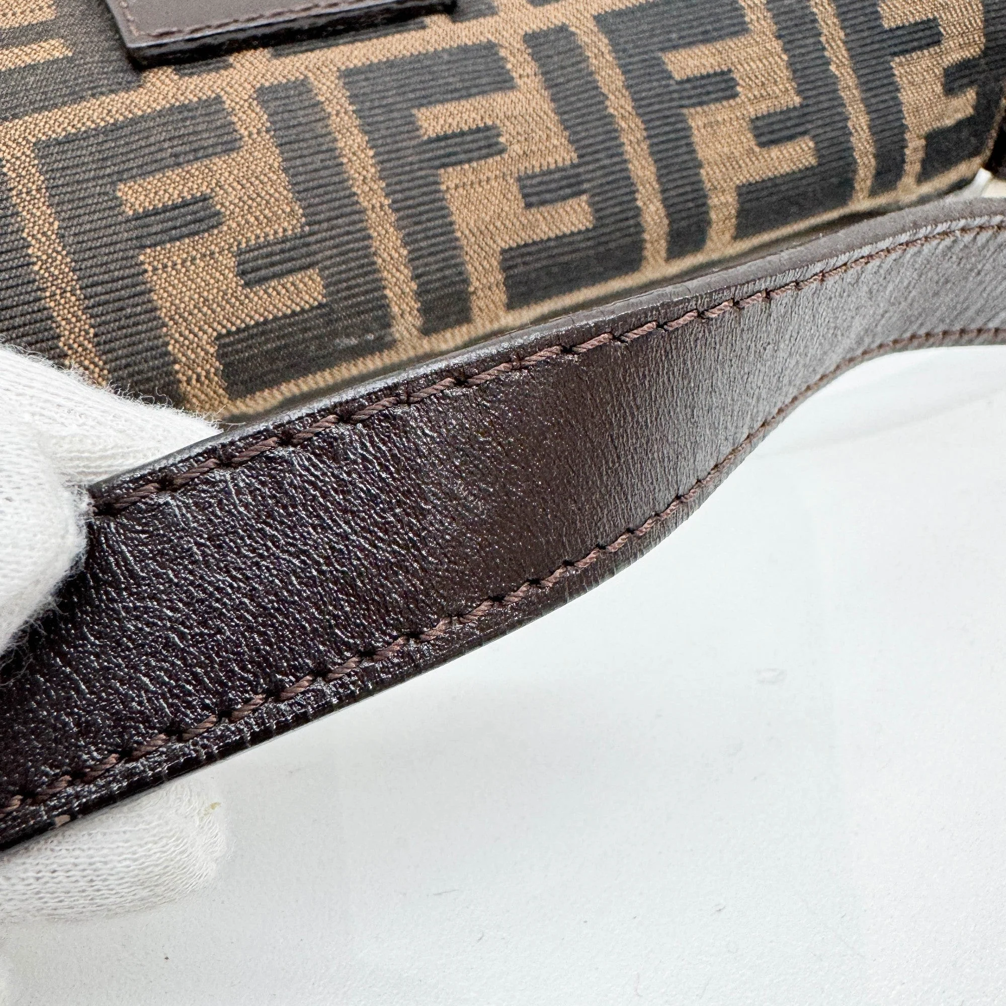 Baguette Brown Zucca Canvas Shoulder Bag - Image 9