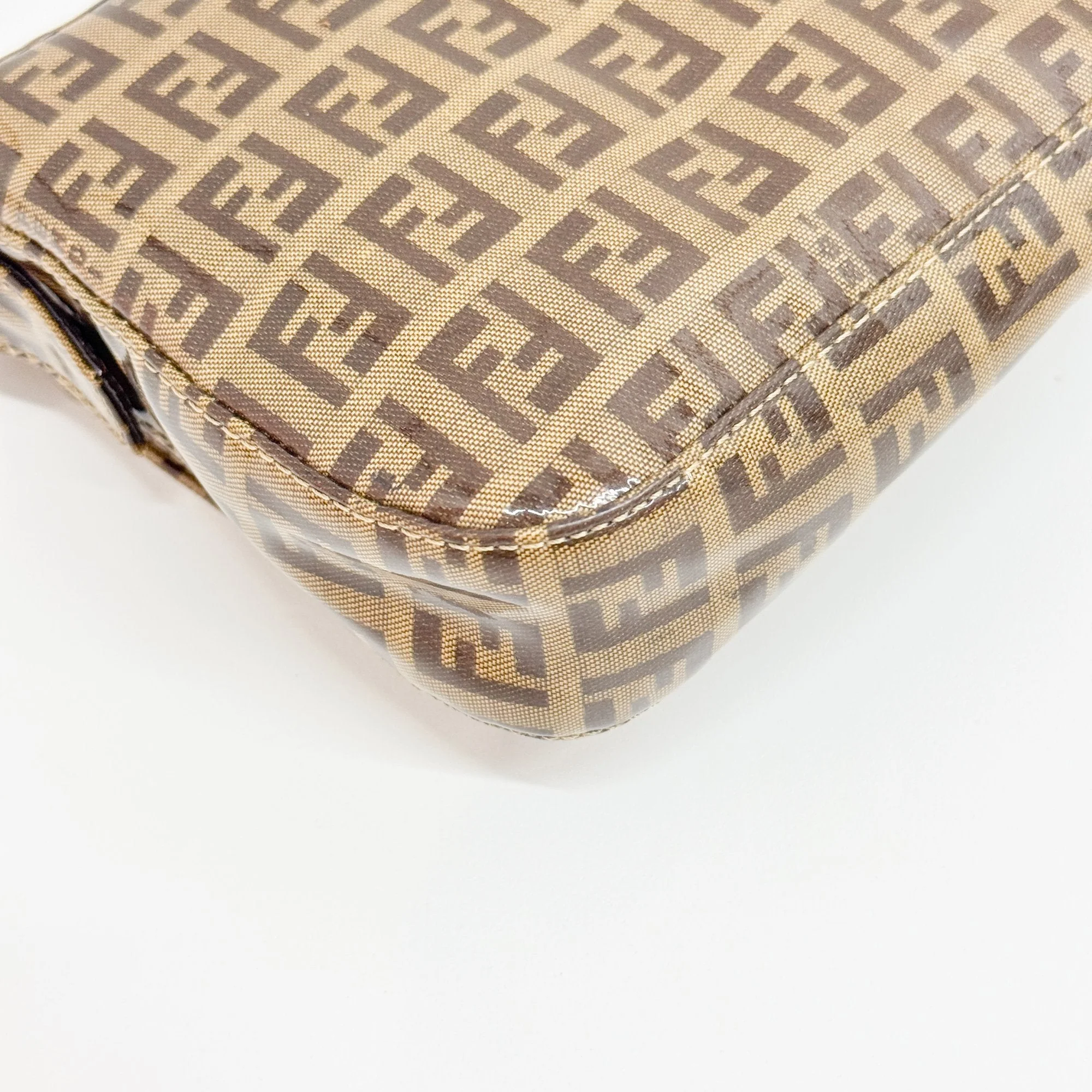 Baguette Brown Zucchino Patent Coated Canvas Shoulder Bag - Image 10