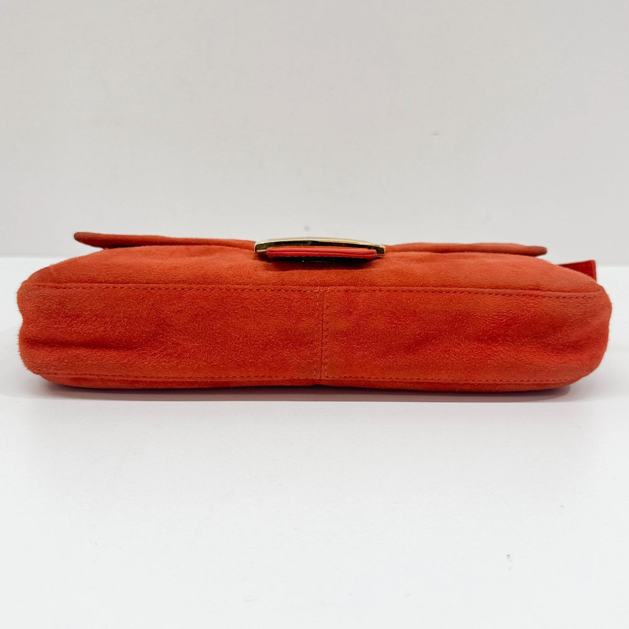 Baguette Burnt Orange Suede Shoulder Bag - Image 8