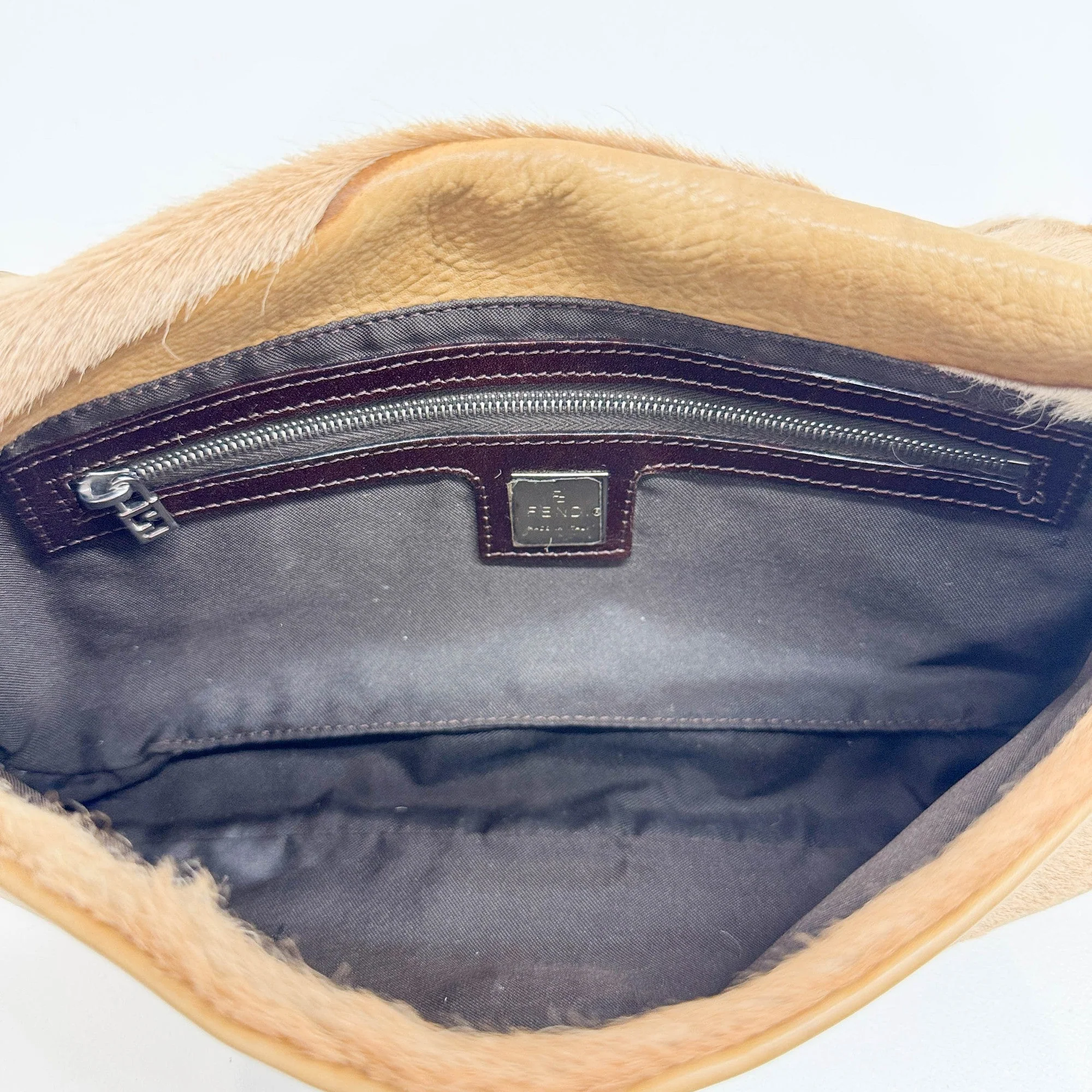 Baguette Caramel Brown Pony Hair Shoulder Bag - Image 14