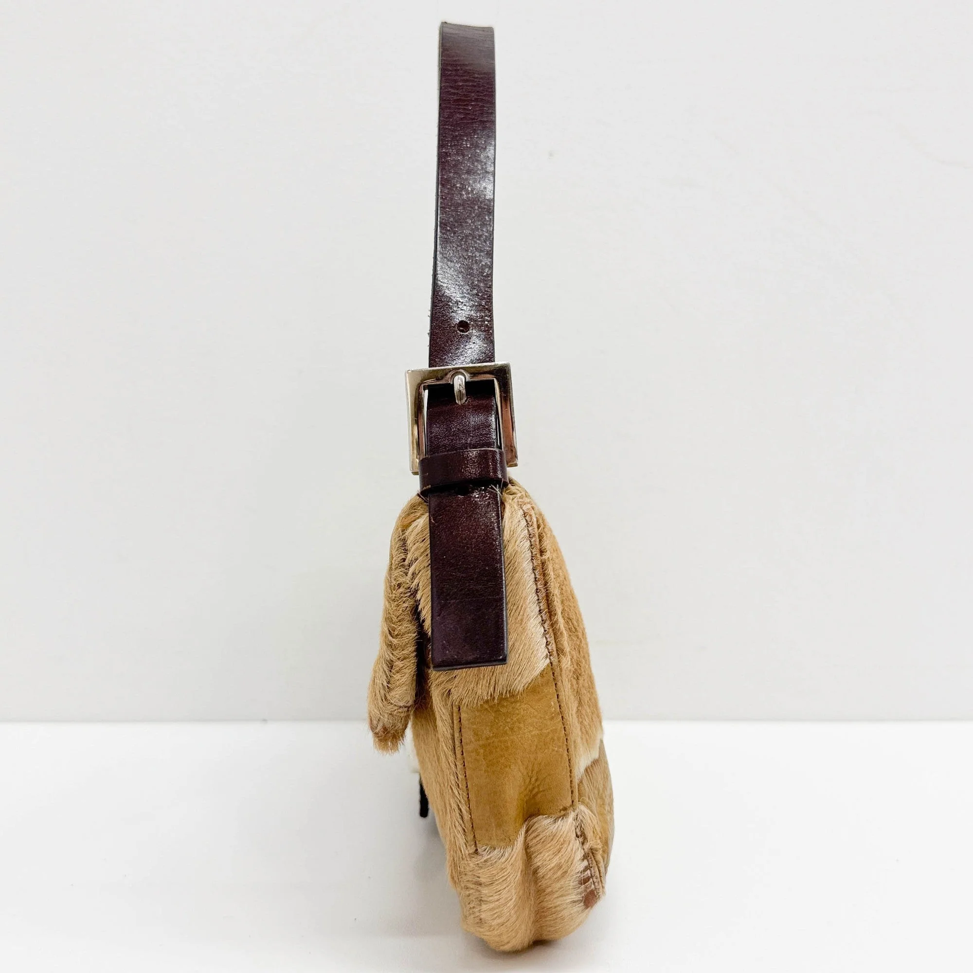 Baguette Caramel Brown Pony Hair Shoulder Bag - Image 5