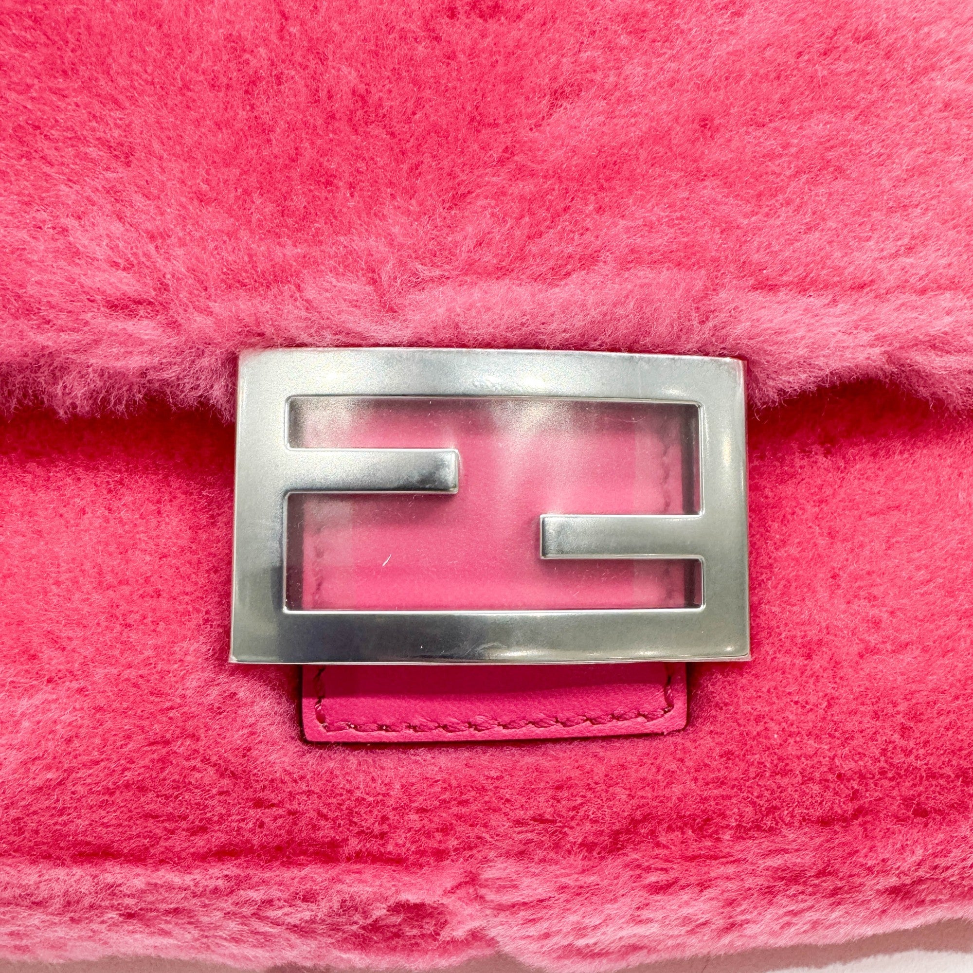 Baguette Chain Strap Pink Fur Two-Way Bag - Image 14