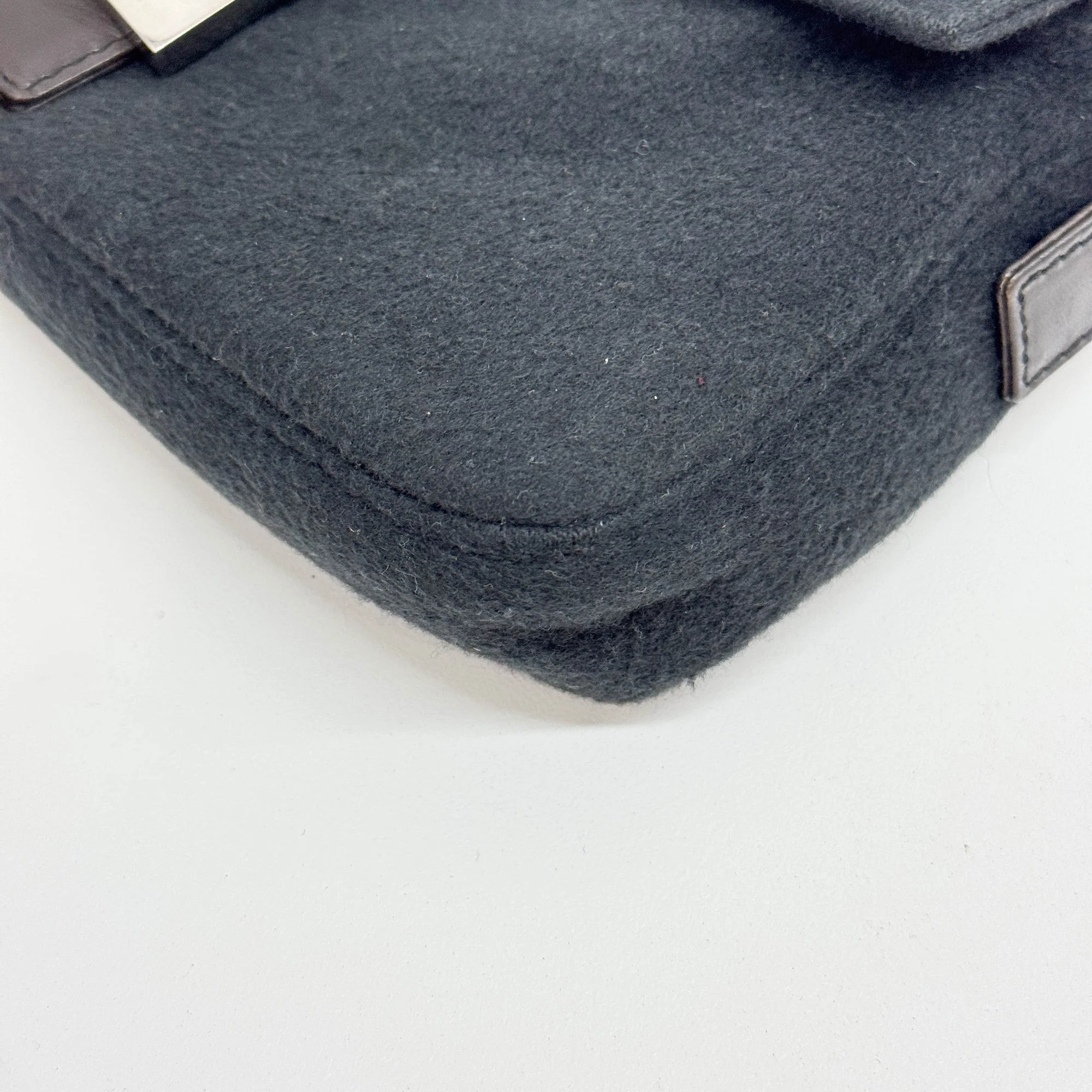 Baguette Charcoal Gray Cashmere Shoulder Bag - Image 10
