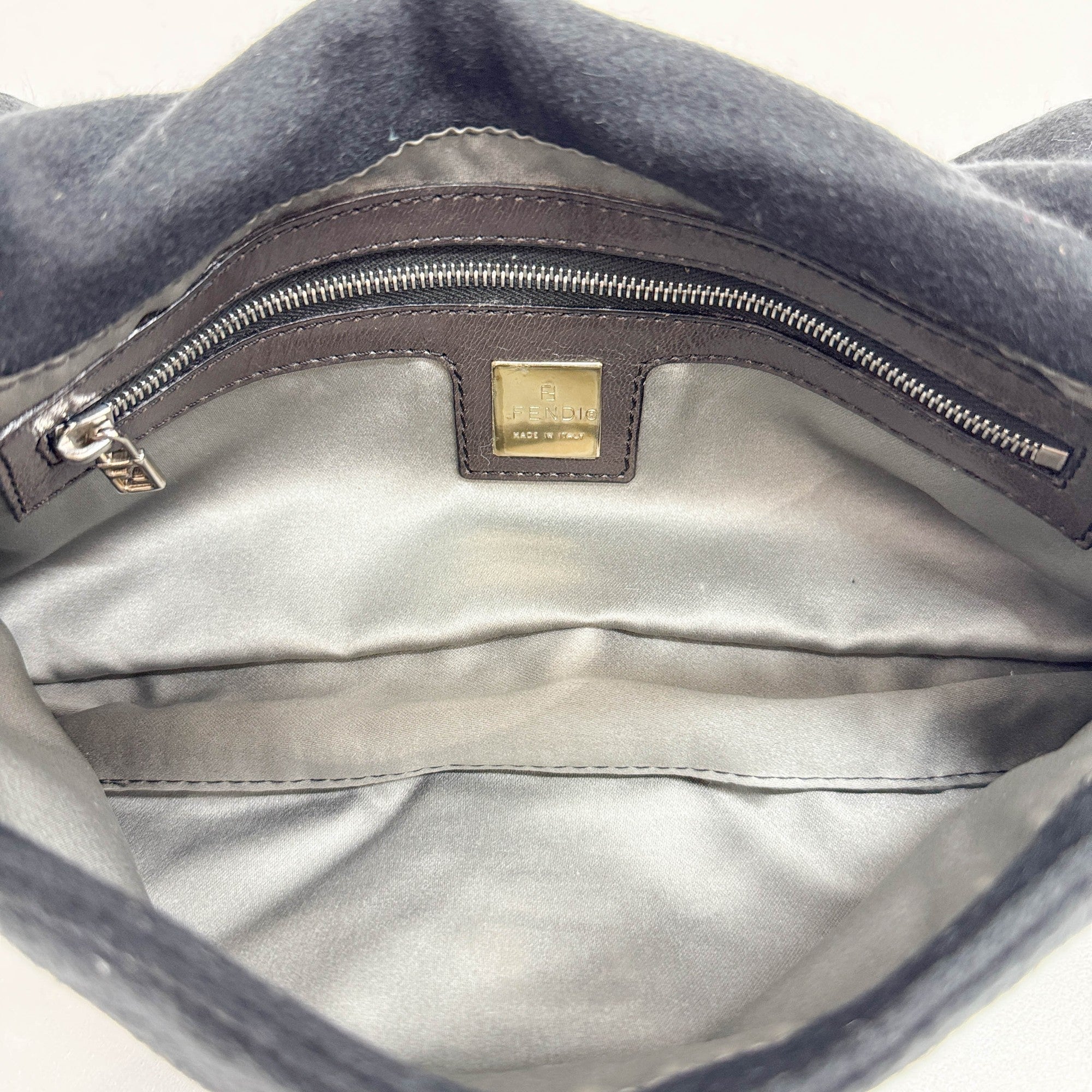Baguette Charcoal Gray Cashmere Shoulder Bag - Image 14