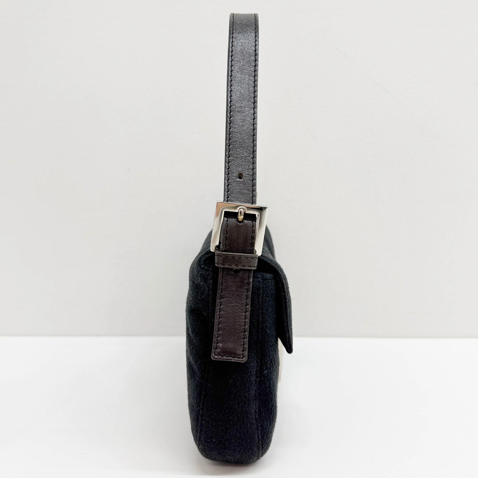 Baguette Charcoal Gray Cashmere Shoulder Bag - Image 5