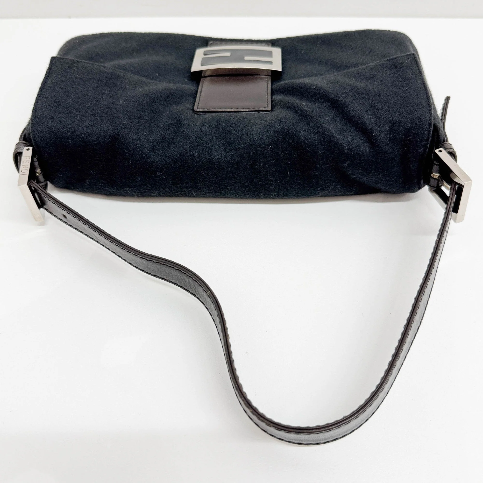 Baguette Charcoal Gray Cashmere Shoulder Bag - Image 7